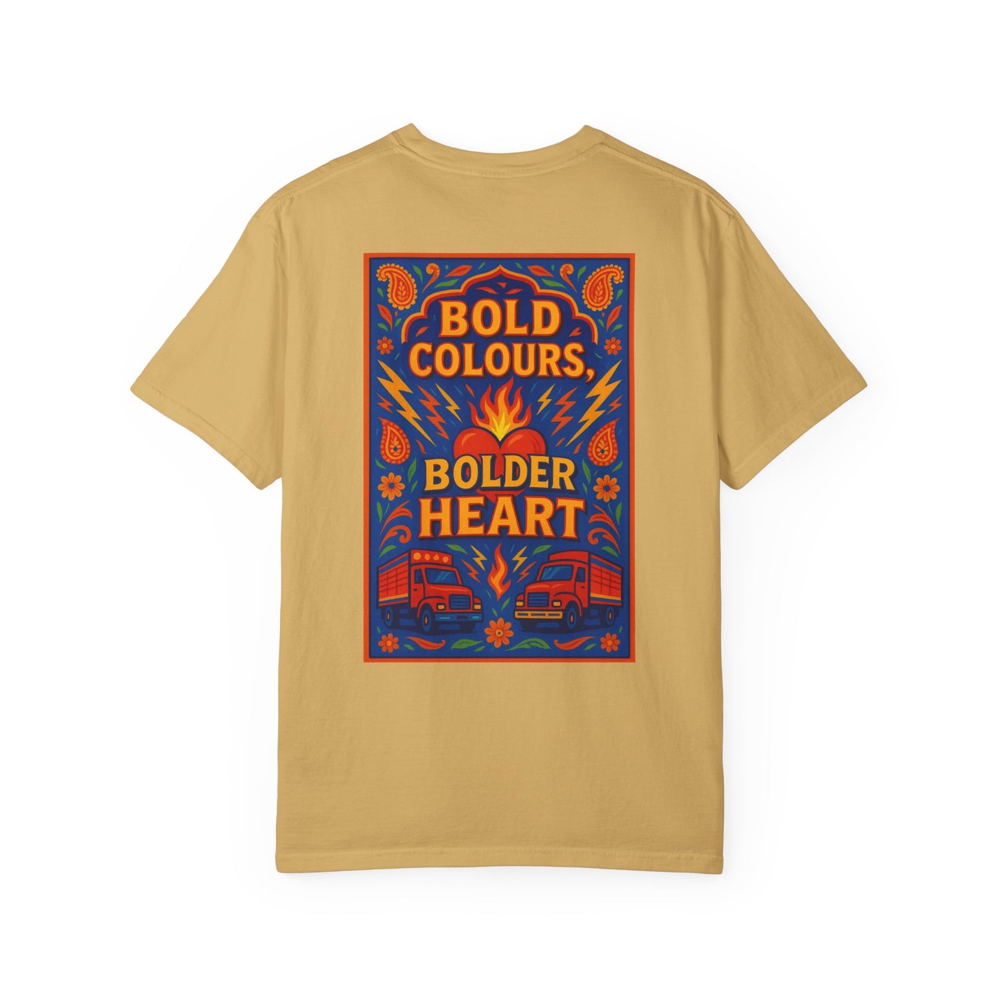 Bold Colors Bolder Heart T-Shirt, Vibrant Apparel, Artistic Tee, Casual Wear, Gift for Art Lovers, Statement Shirt