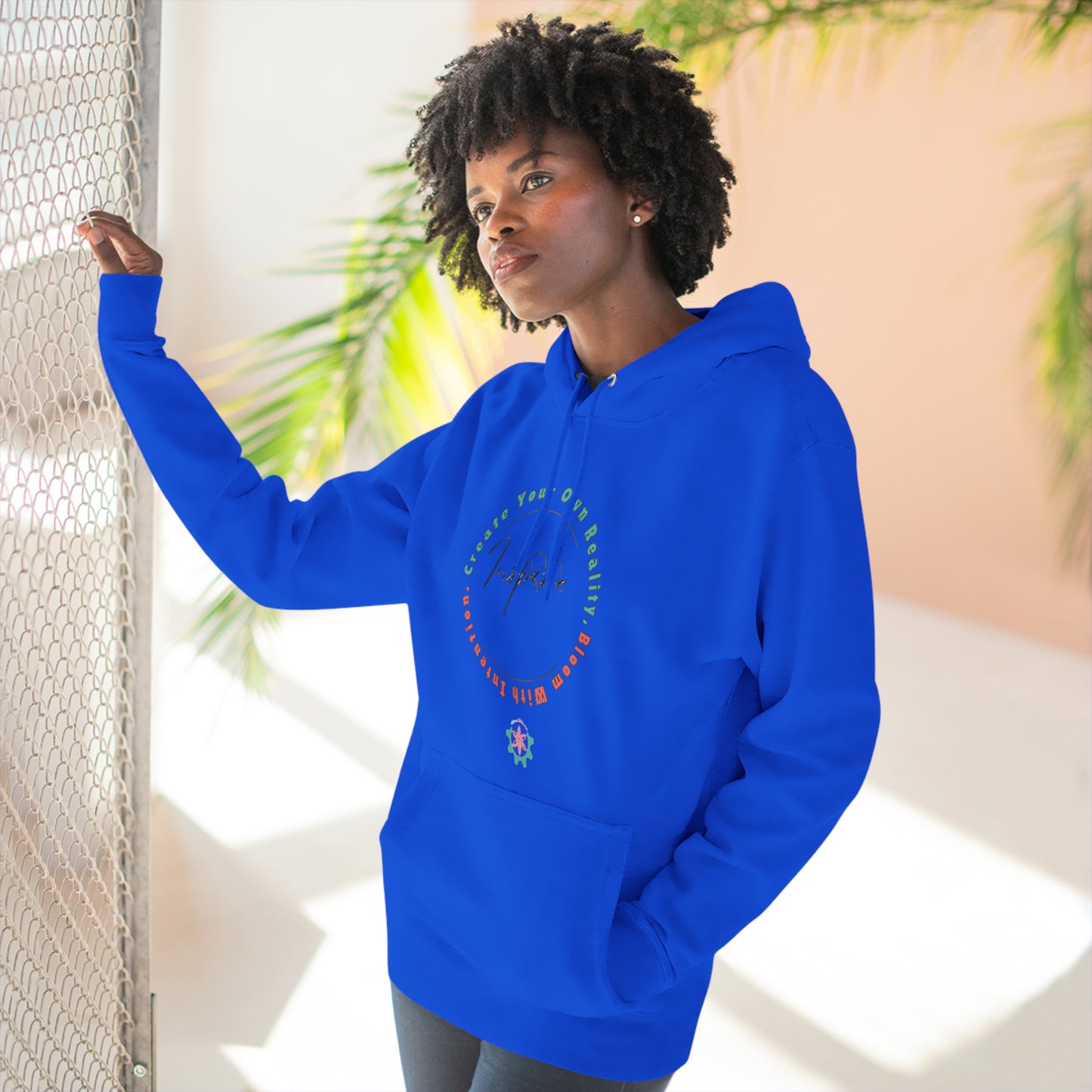 Unisex Premium Pullover Hoodie 'Create your own reality, bloom with intention' Mind bloom