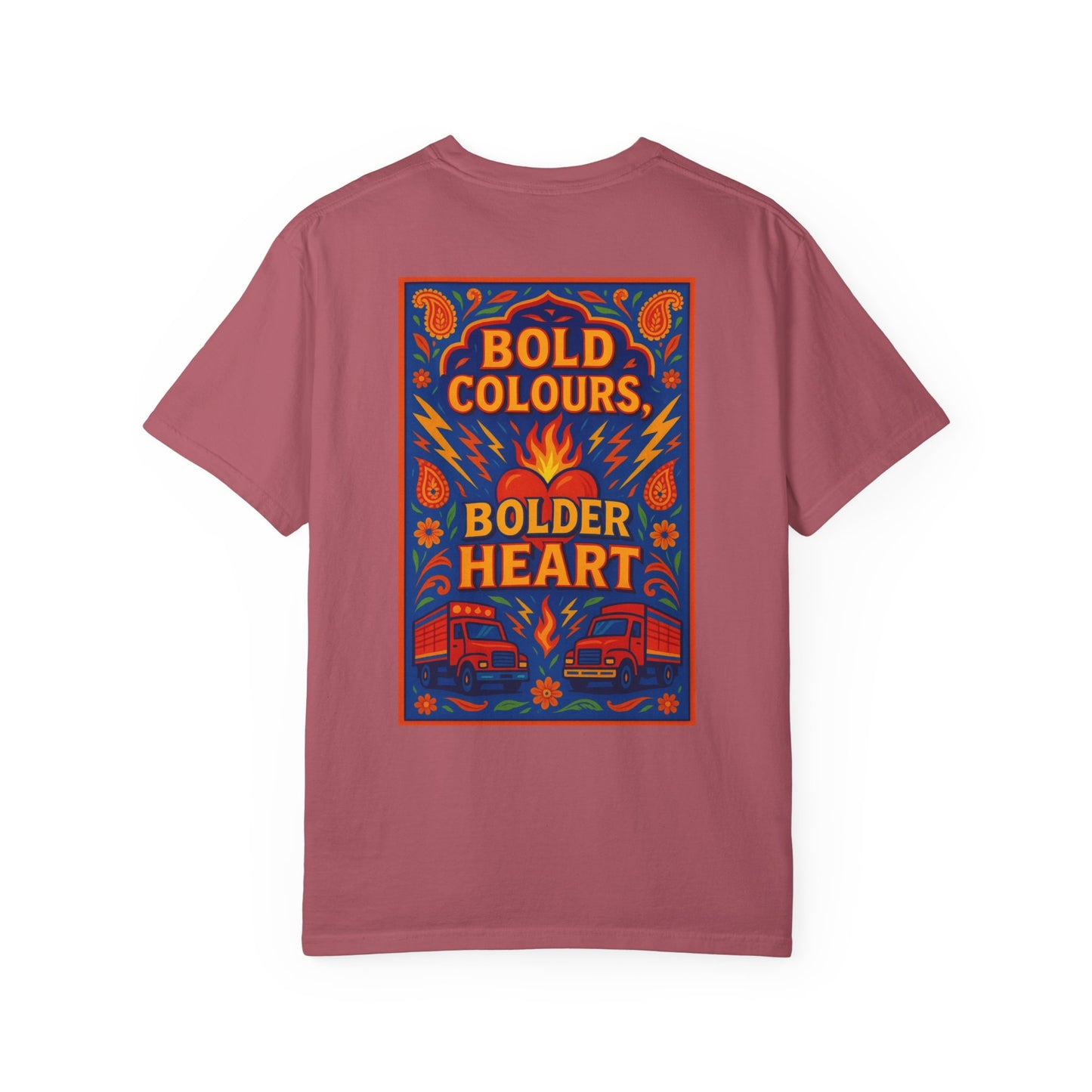 Bold Colors Bolder Heart T-Shirt, Vibrant Apparel, Artistic Tee, Casual Wear, Gift for Art Lovers, Statement Shirt