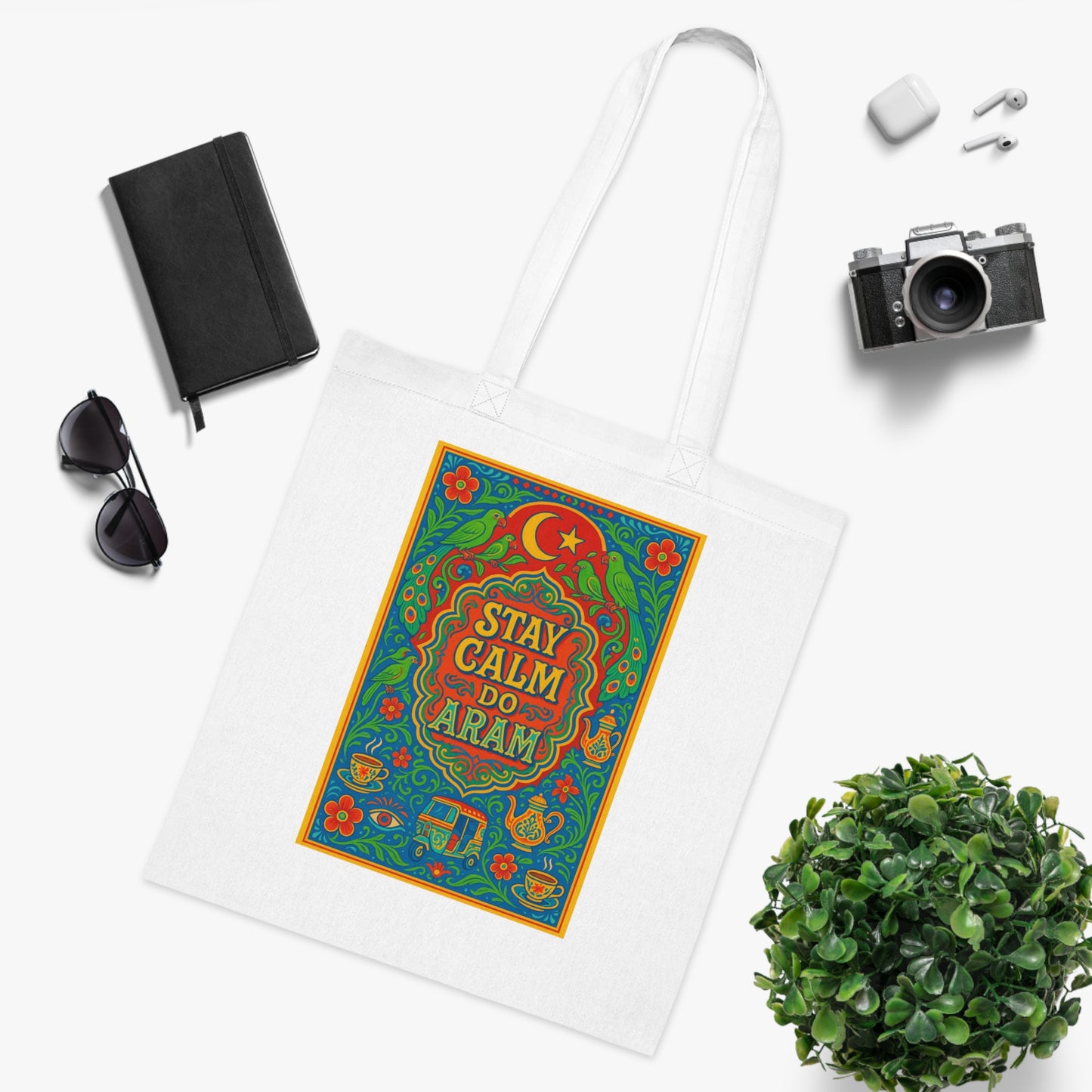 Stay Calm Do Aram Tote Bag | Reusable Grocery Bag, Beach Tote, Eco-Friendly, Decorative Gift, Shopping Bag