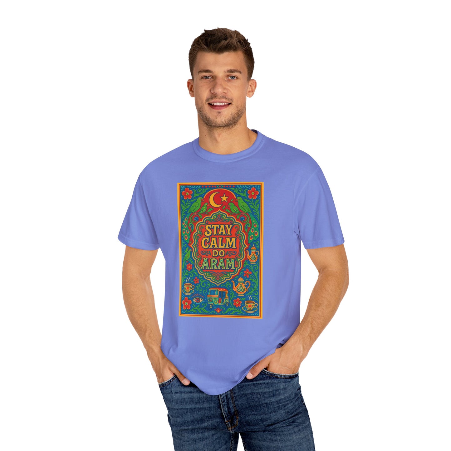 Stay Calm Do Aram T-shirt, Colorful Graphic Tee, Unisex Casual Wear, Gift for Him/Her, Relaxation Shirt, Bohemian T-shirt