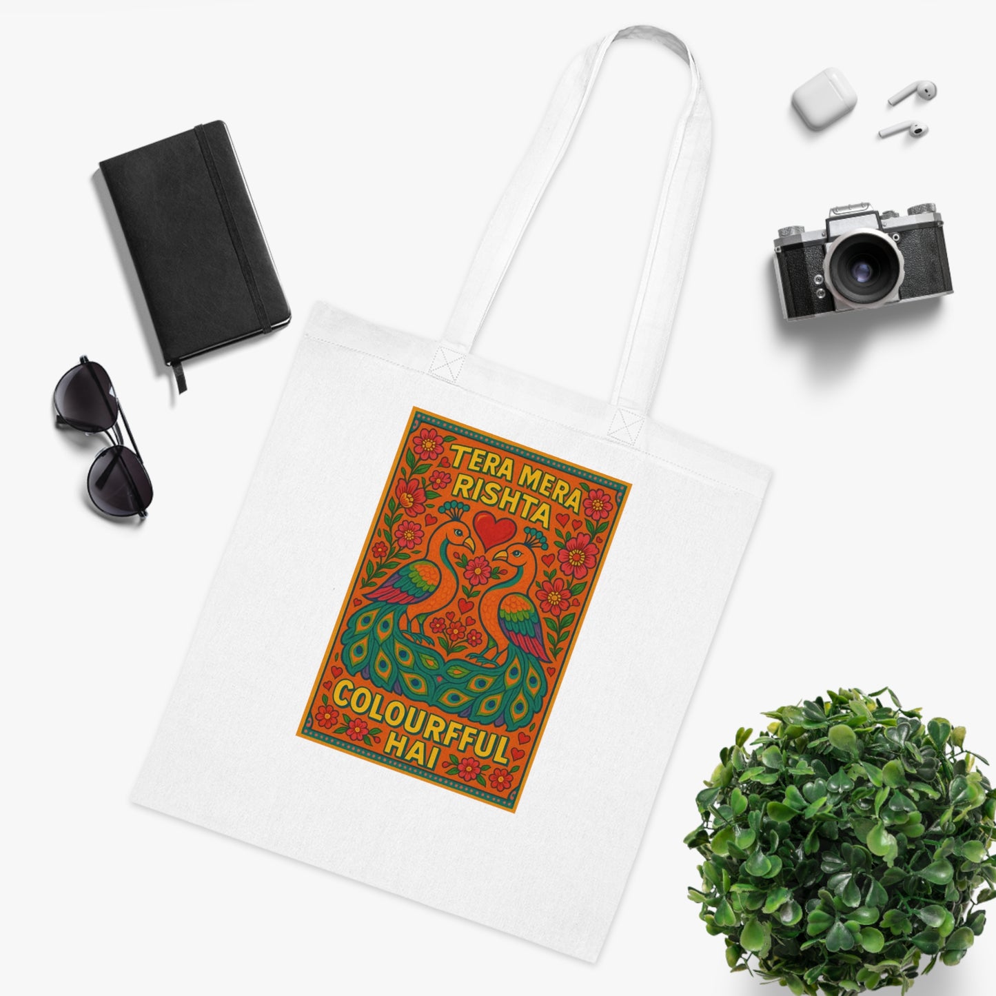 Tera Mera Rishta Colourful Hai Cotton Tote Bag - Eco-Friendly Shopper, Boho Chic Bag, Market Tote, Gift for Her, Sustainable Fashion