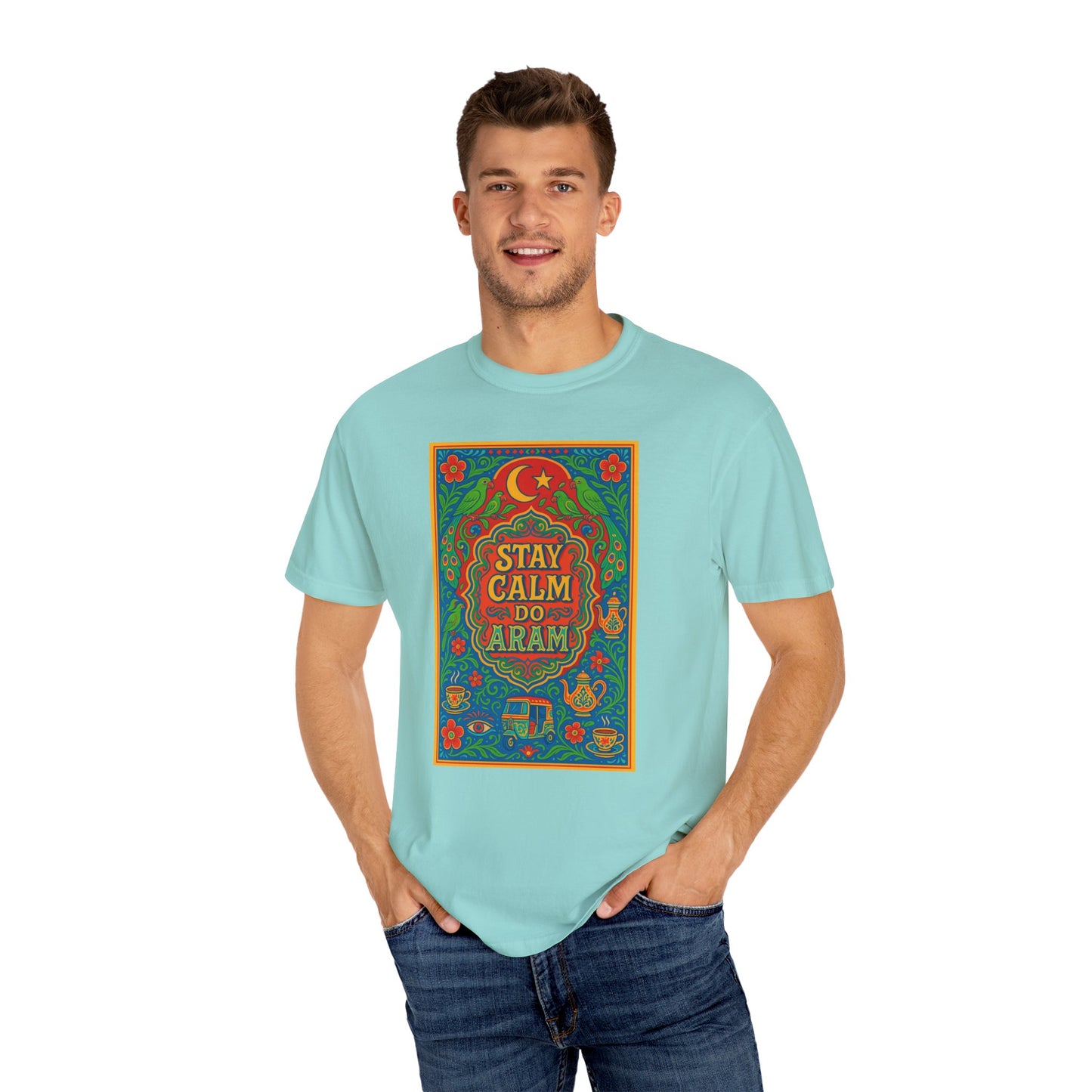 Stay Calm Do Aram T-shirt, Colorful Graphic Tee, Unisex Casual Wear, Gift for Him/Her, Relaxation Shirt, Bohemian T-shirt