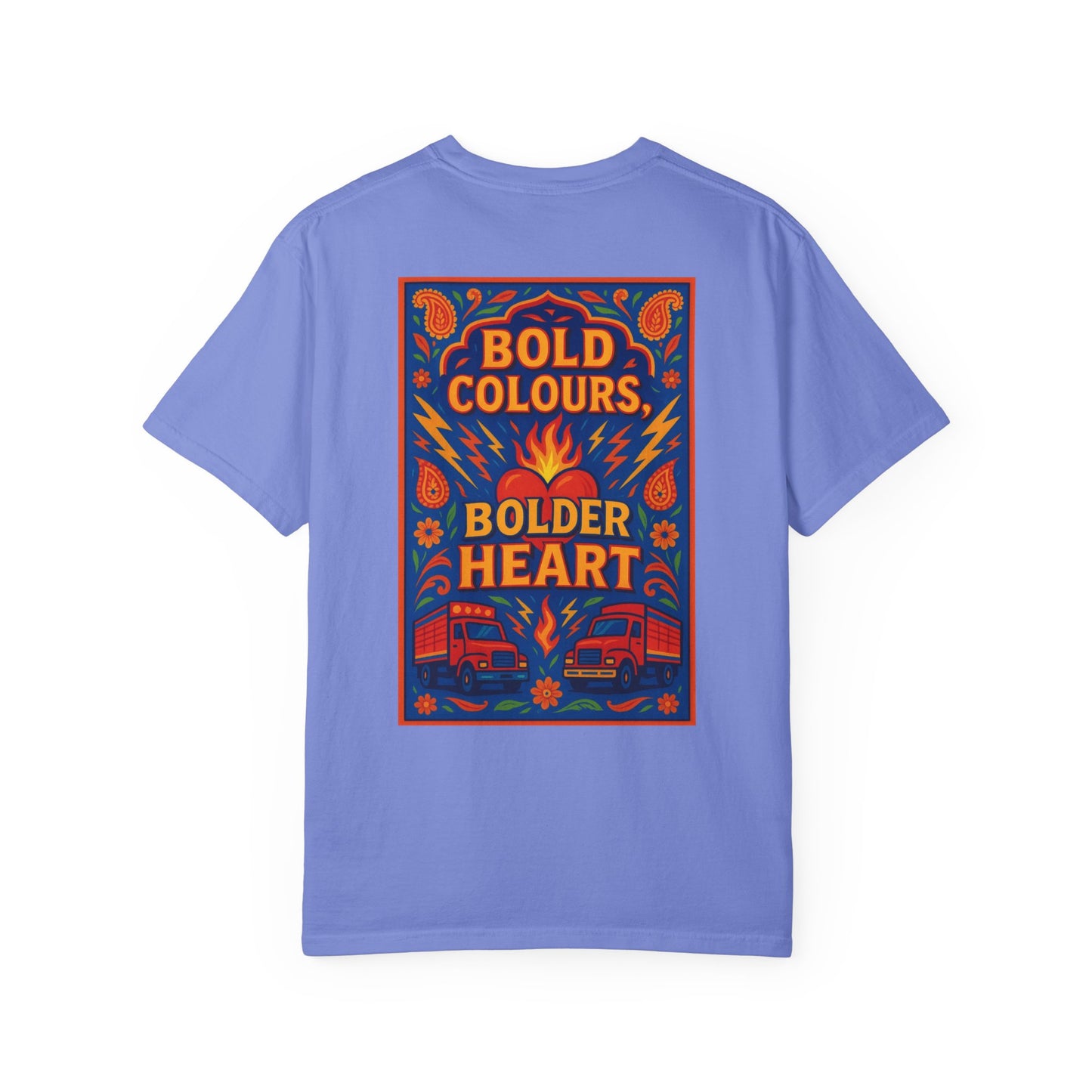 Bold Colors Bolder Heart T-Shirt, Vibrant Apparel, Artistic Tee, Casual Wear, Gift for Art Lovers, Statement Shirt