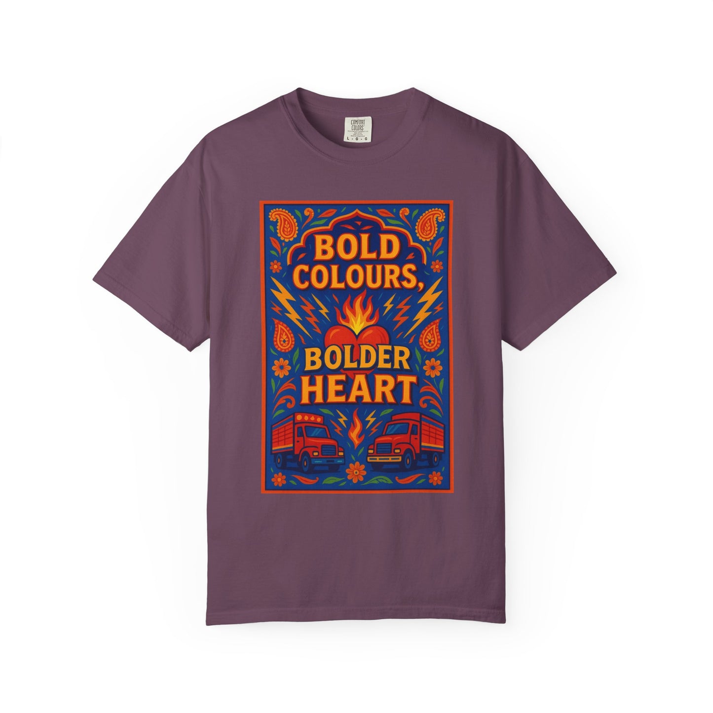 Bold Colors Bolder Heart T-Shirt, Vibrant Apparel, Artistic Tee, Casual Wear, Gift for Art Lovers, Statement Shirt