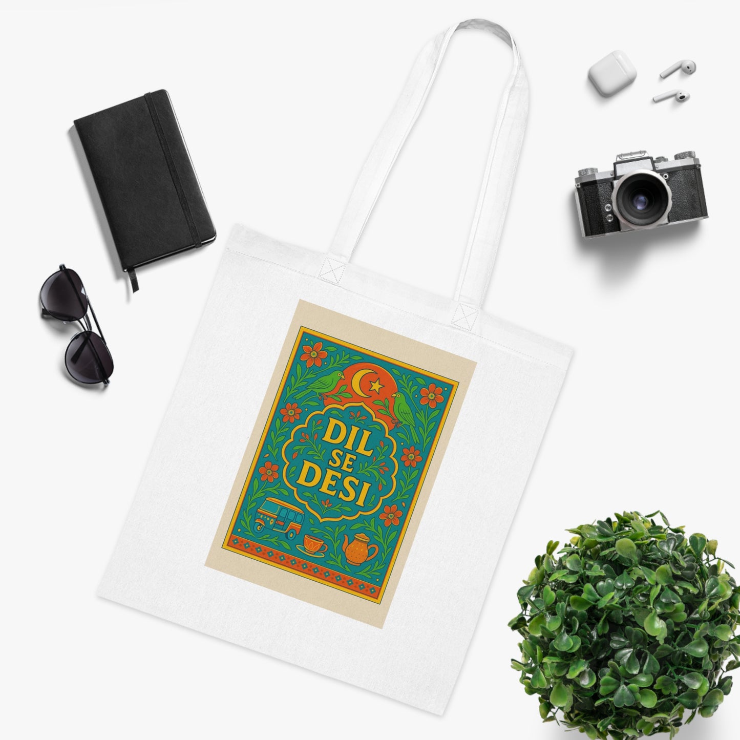 Dil Se Desi Cotton Tote Bag – Eco-Friendly Tote for Shopping, Gifts, Groceries, and Festivals