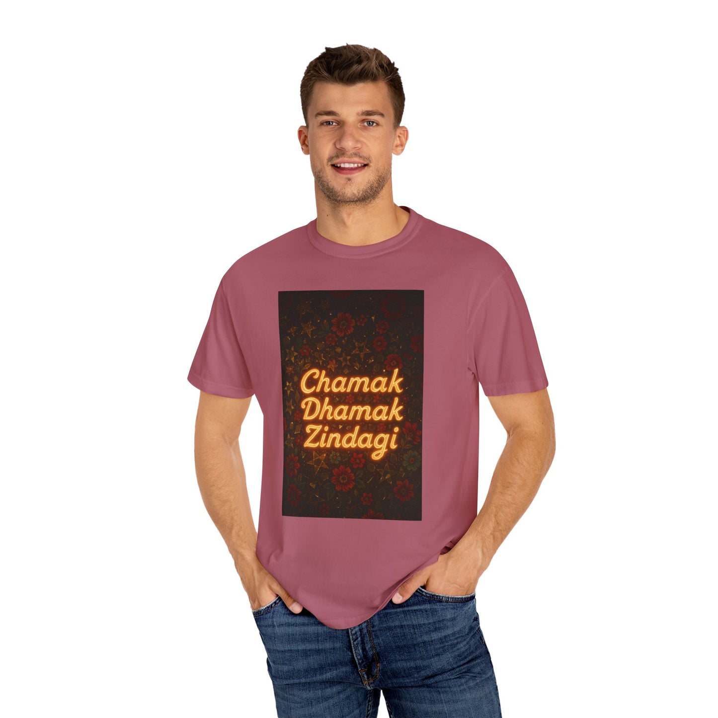 Chamak Dhamak Zindagi T-Shirt | Unisex Garment-Dyed Tee | Perfect for Celebrations, Festivals, Casual Days, and Gifts