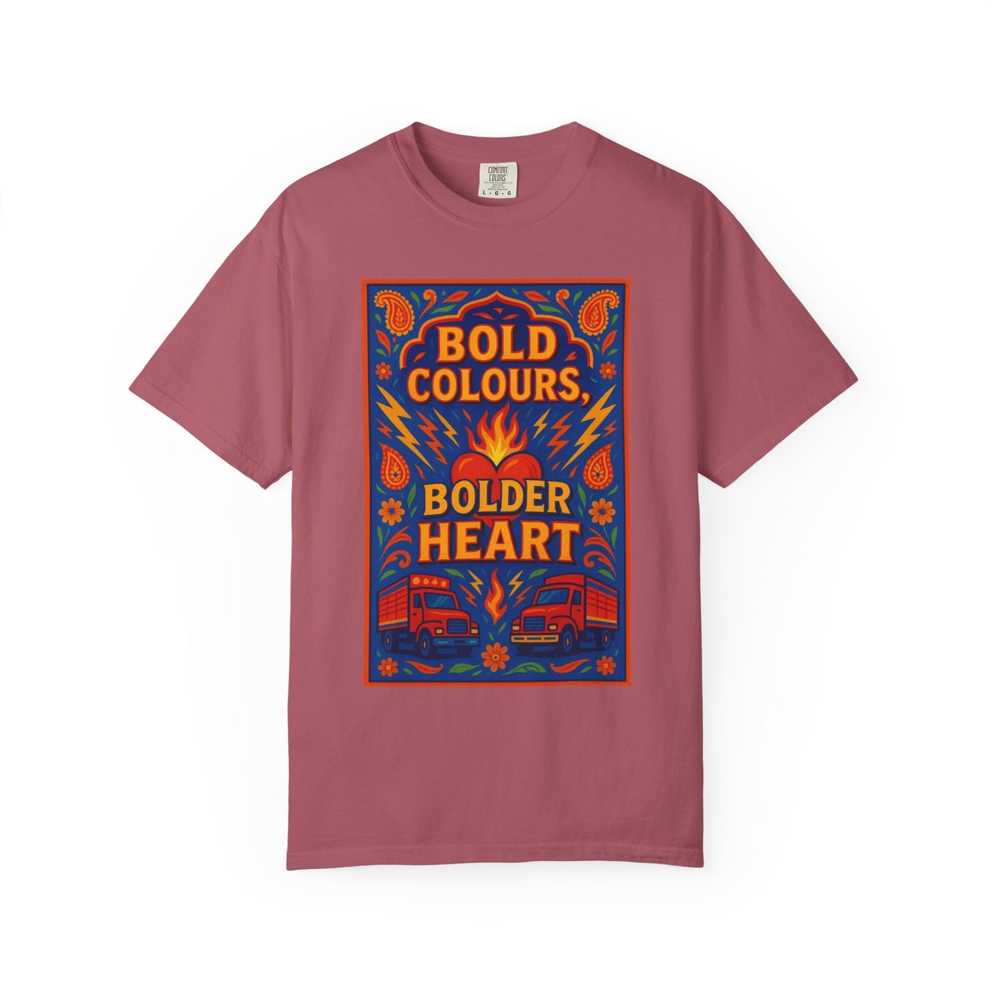 Bold Colors Bolder Heart T-Shirt, Vibrant Apparel, Artistic Tee, Casual Wear, Gift for Art Lovers, Statement Shirt