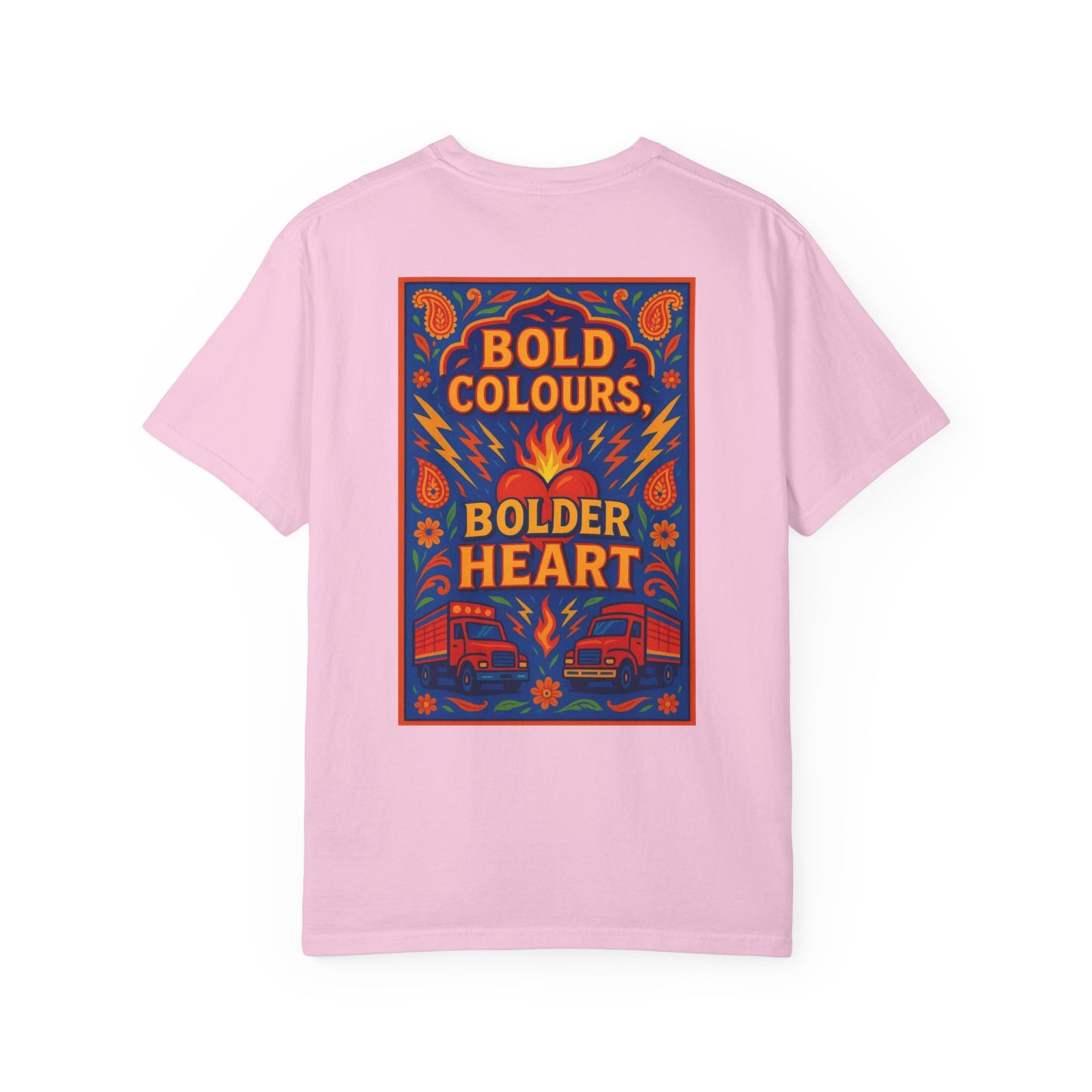 Bold Colors Bolder Heart T-Shirt, Vibrant Apparel, Artistic Tee, Casual Wear, Gift for Art Lovers, Statement Shirt