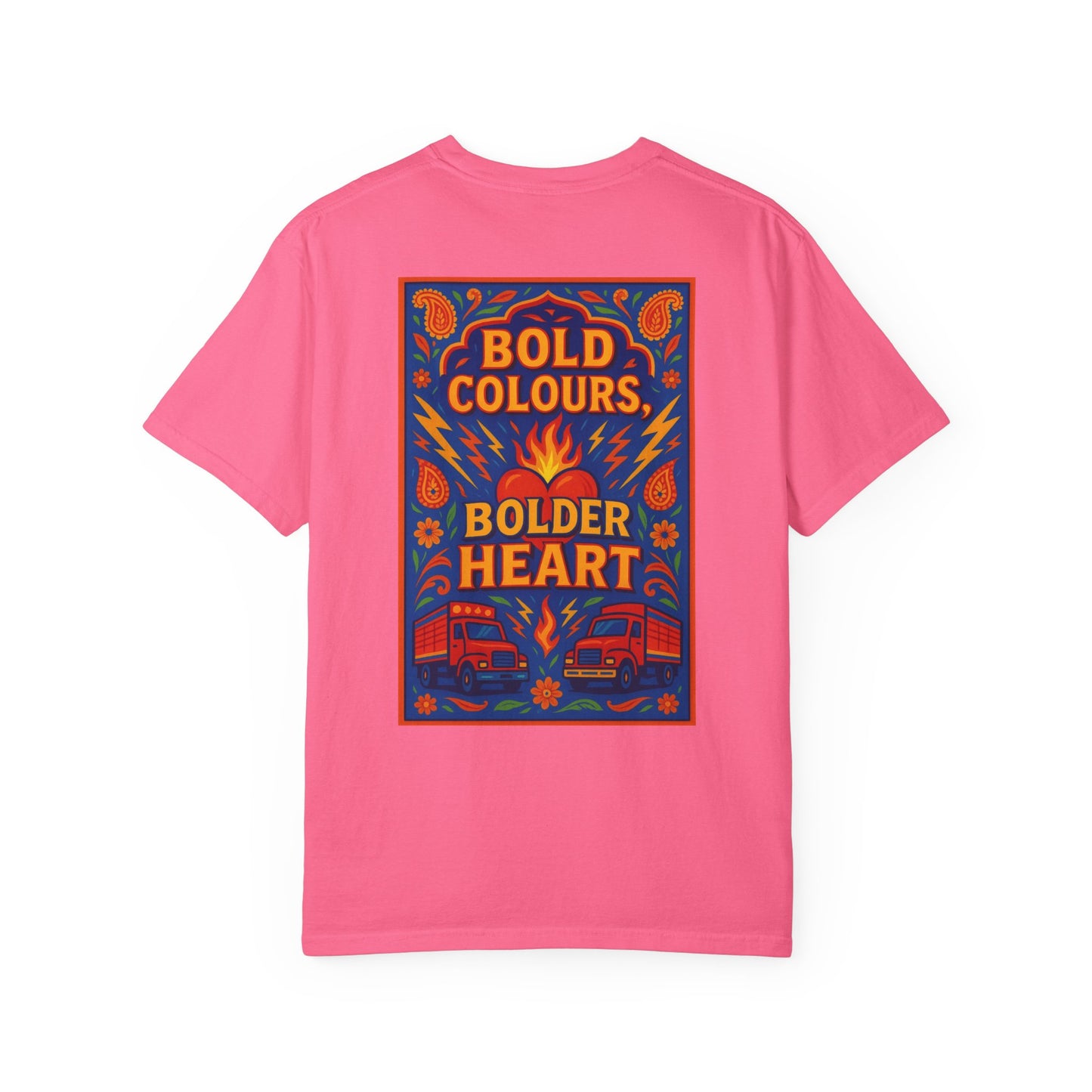 Bold Colors Bolder Heart T-Shirt, Vibrant Apparel, Artistic Tee, Casual Wear, Gift for Art Lovers, Statement Shirt