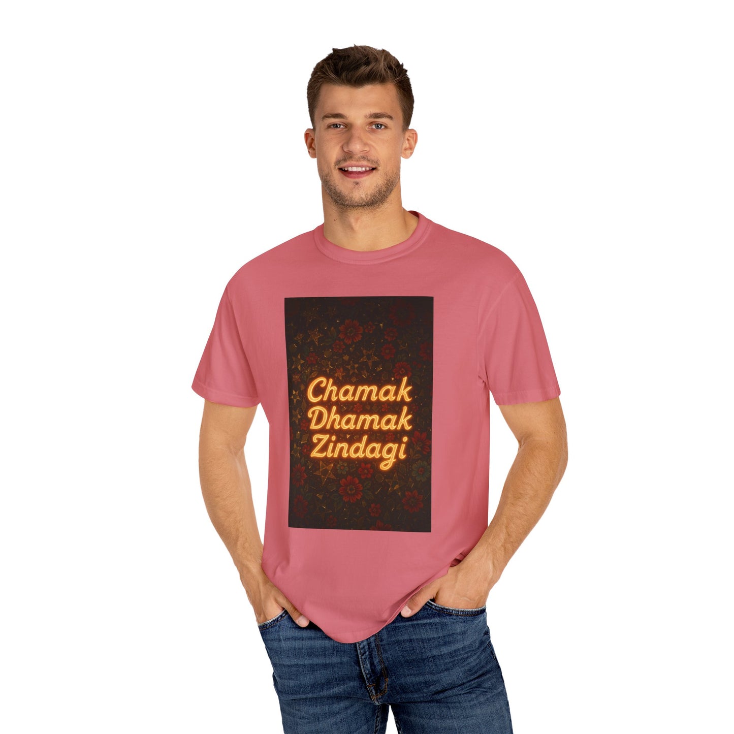Chamak Dhamak Zindagi T-Shirt | Unisex Garment-Dyed Tee | Perfect for Celebrations, Festivals, Casual Days, and Gifts