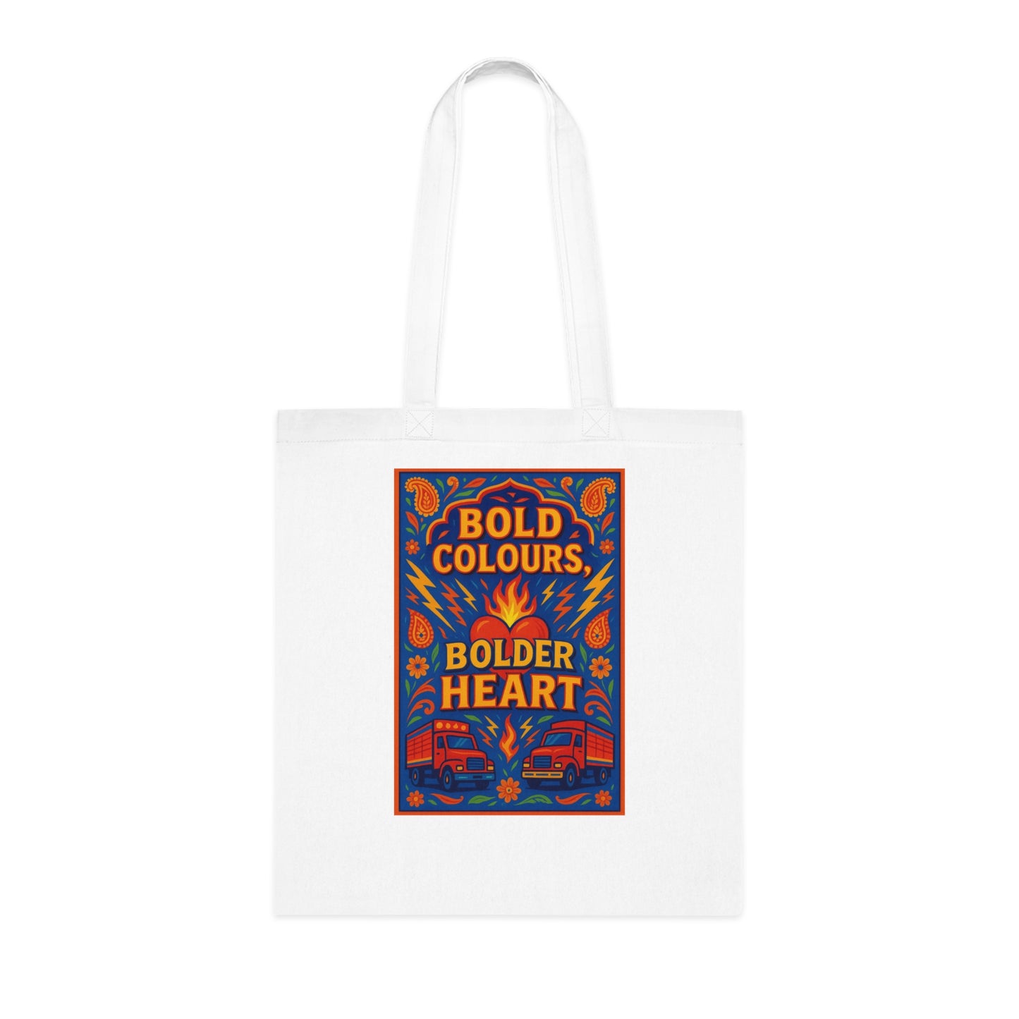 Bold Colours Bolder Heart Cotton Tote Bag, Eco-Friendly Shopping Bag, Reusable Grocery Tote, Gift for Art Lovers, Travel Bag