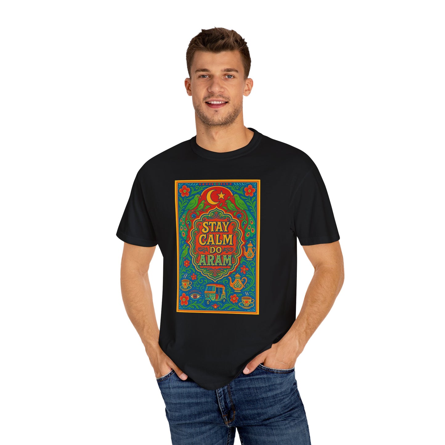 Stay Calm Do Aram T-shirt, Colorful Graphic Tee, Unisex Casual Wear, Gift for Him/Her, Relaxation Shirt, Bohemian T-shirt