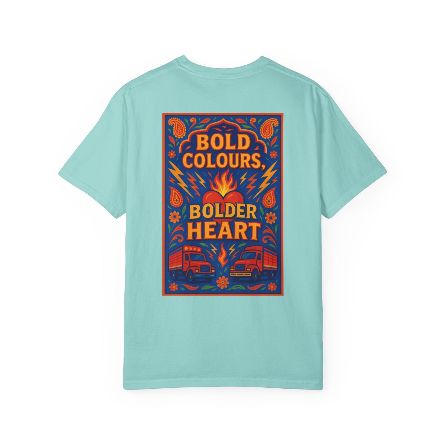 Bold Colors Bolder Heart T-Shirt, Vibrant Apparel, Artistic Tee, Casual Wear, Gift for Art Lovers, Statement Shirt