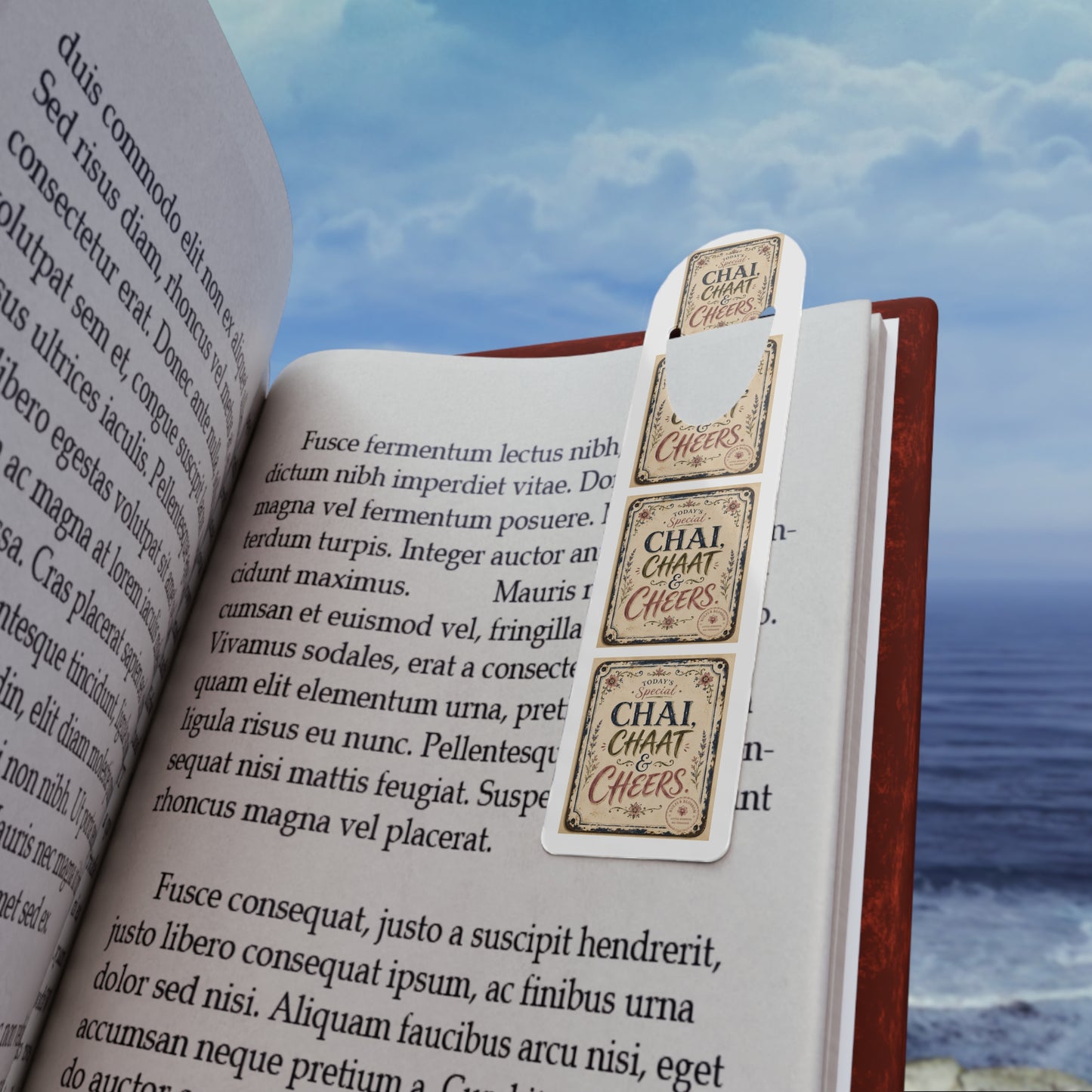Chai, Chaat & Cheers Bookmark — Vintage Indian Tea Lover Metal Bookmark