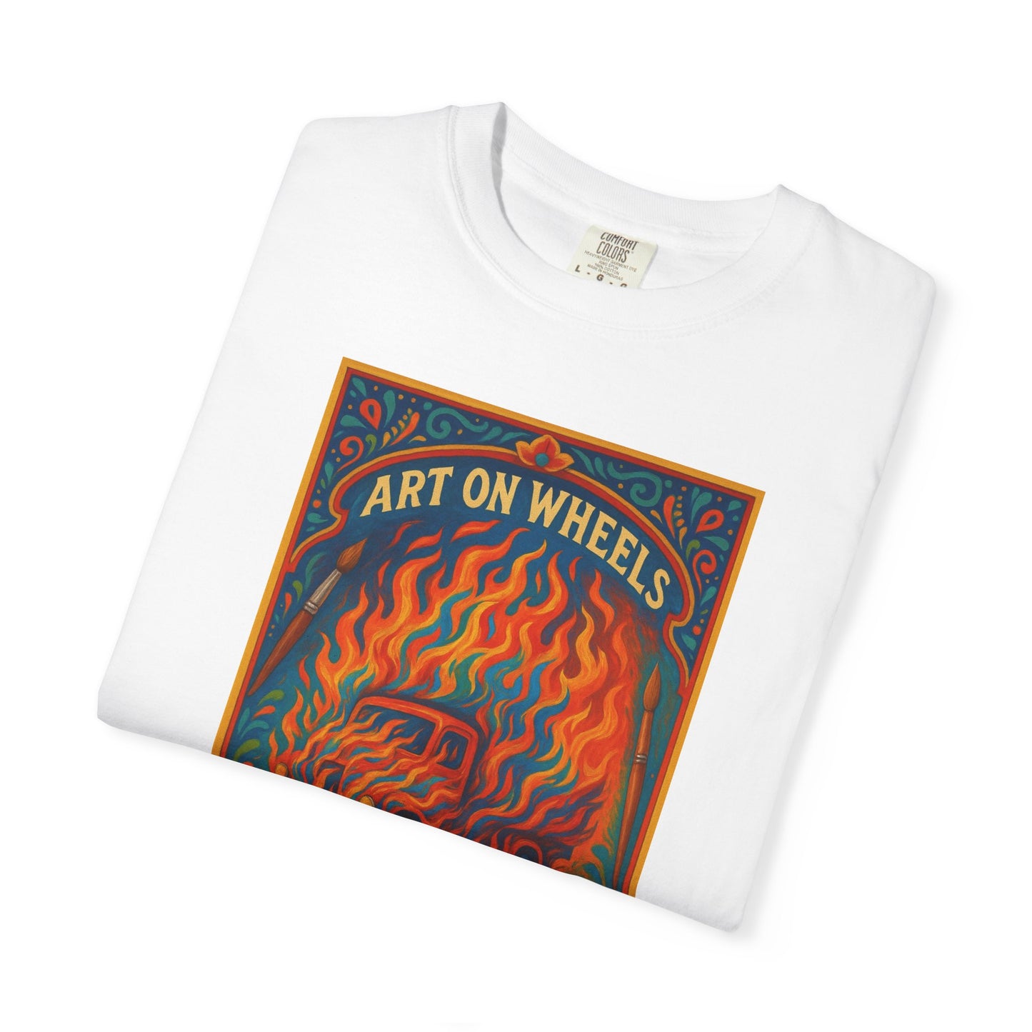Art on Wheels Soul on Fire Retro T-shirt, Tie-Dye Tee for Art Lovers, Perfect Gift for Festivals, Summer Parties, and Creative Souls