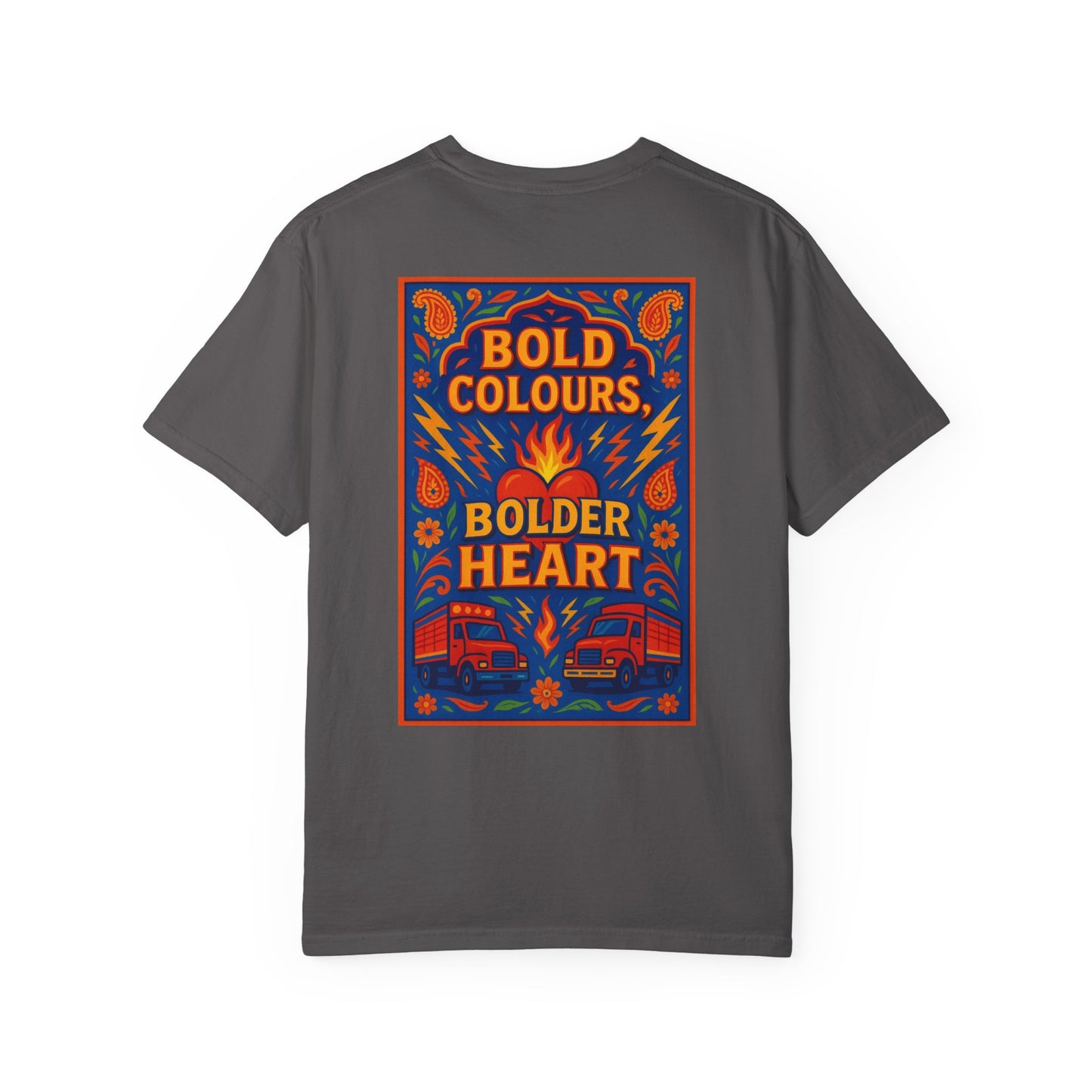 Bold Colors Bolder Heart T-Shirt, Vibrant Apparel, Artistic Tee, Casual Wear, Gift for Art Lovers, Statement Shirt