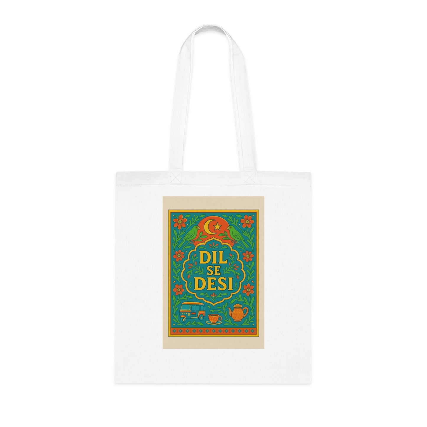 Dil Se Desi Cotton Tote Bag – Eco-Friendly Tote for Shopping, Gifts, Groceries, and Festivals