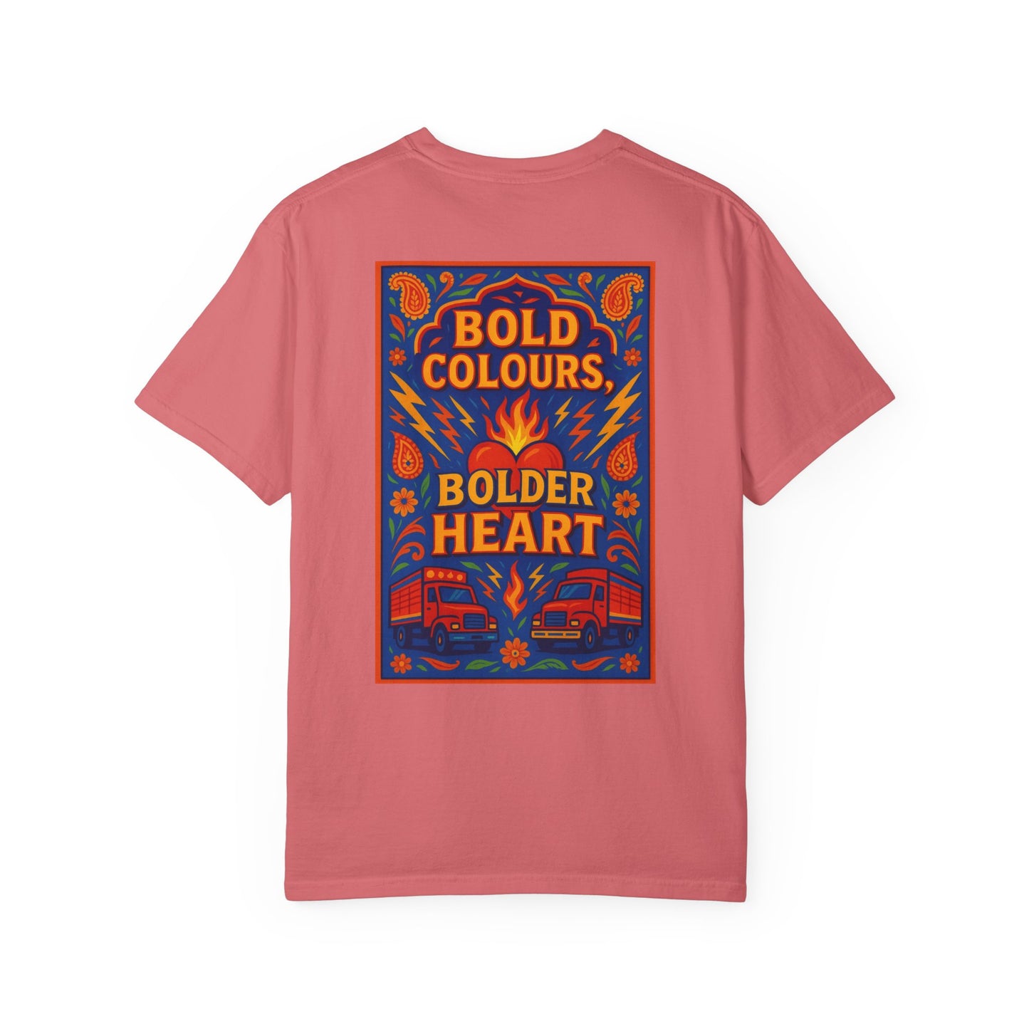 Bold Colors Bolder Heart T-Shirt, Vibrant Apparel, Artistic Tee, Casual Wear, Gift for Art Lovers, Statement Shirt