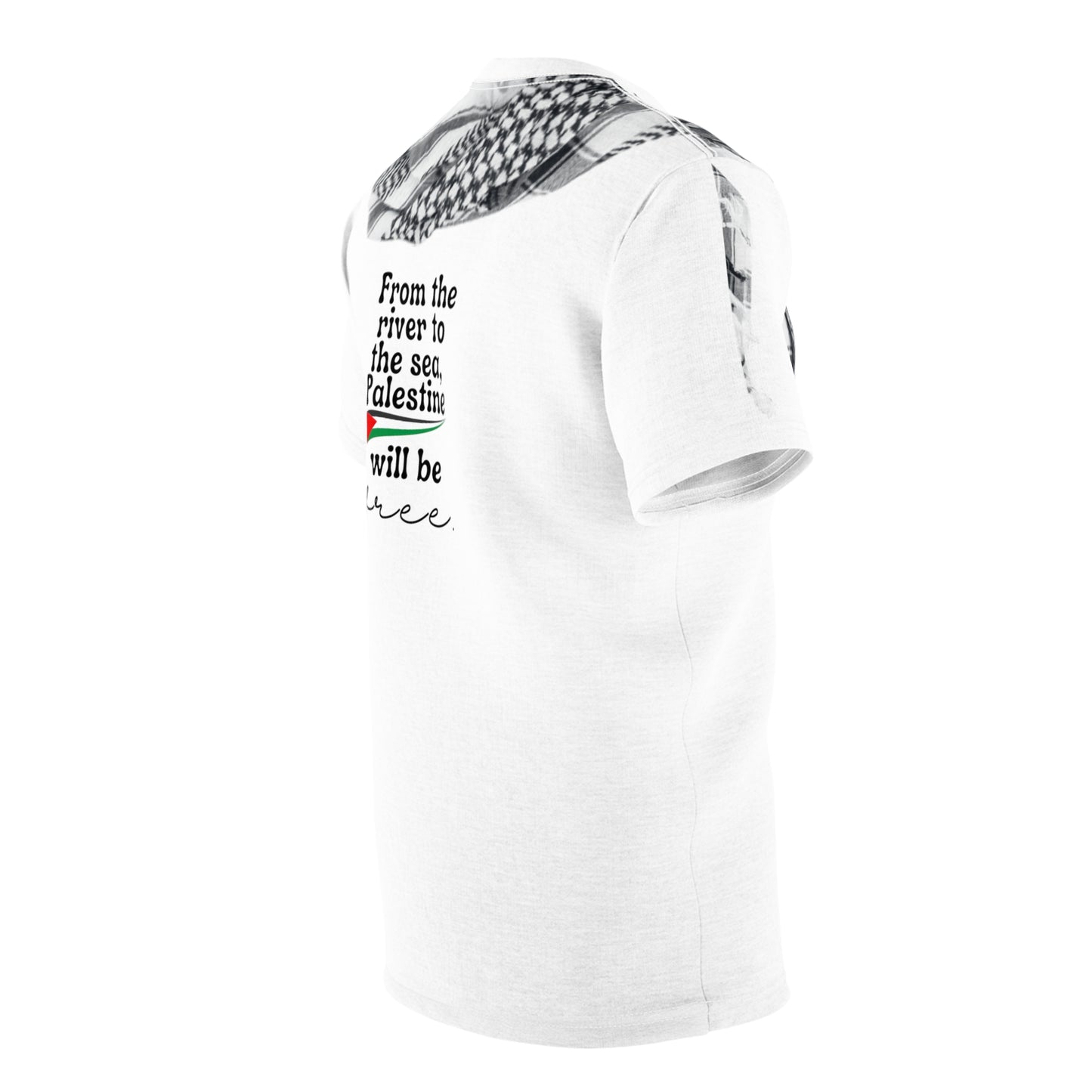 Unisex Cut & Sew Tee (AOP) Keffiyah scarf mock up