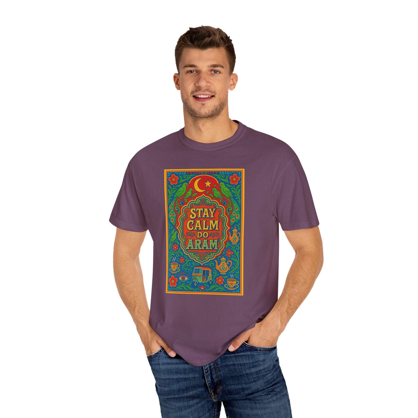 Stay Calm Do Aram T-shirt, Colorful Graphic Tee, Unisex Casual Wear, Gift for Him/Her, Relaxation Shirt, Bohemian T-shirt