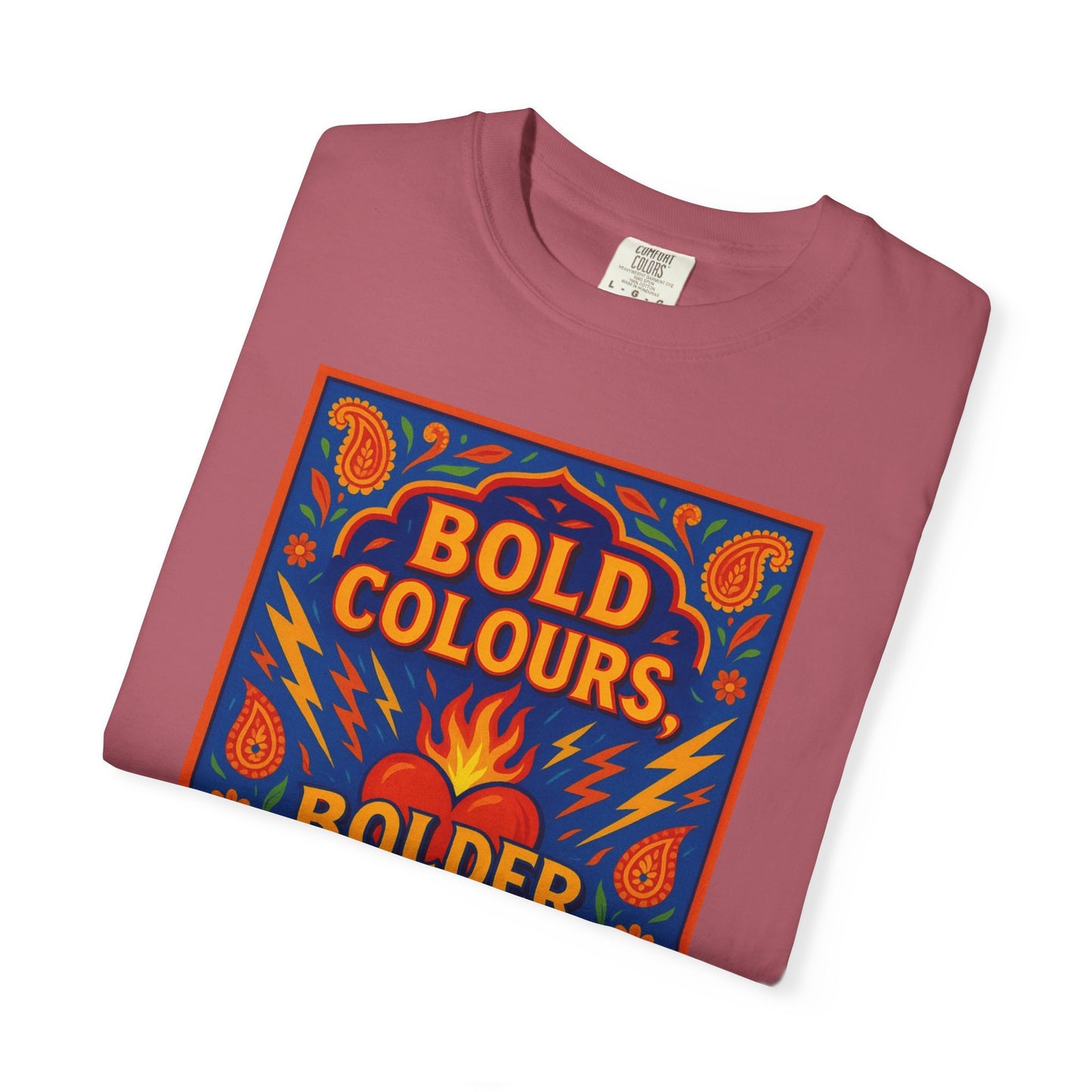 Bold Colors Bolder Heart T-Shirt, Vibrant Apparel, Artistic Tee, Casual Wear, Gift for Art Lovers, Statement Shirt