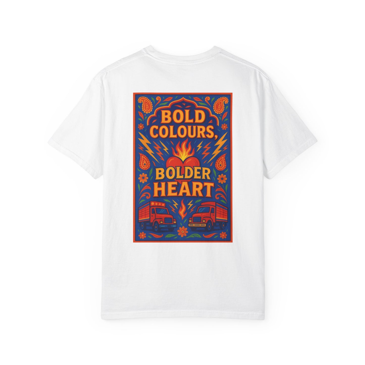 Bold Colors Bolder Heart T-Shirt, Vibrant Apparel, Artistic Tee, Casual Wear, Gift for Art Lovers, Statement Shirt