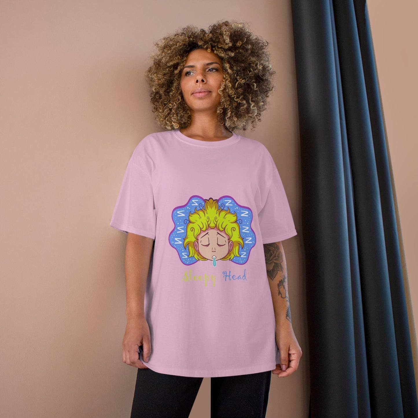 Champion Sleepy Head T-Shirt 100% cotton classic fit short sleeve with "C" logo on sleeve