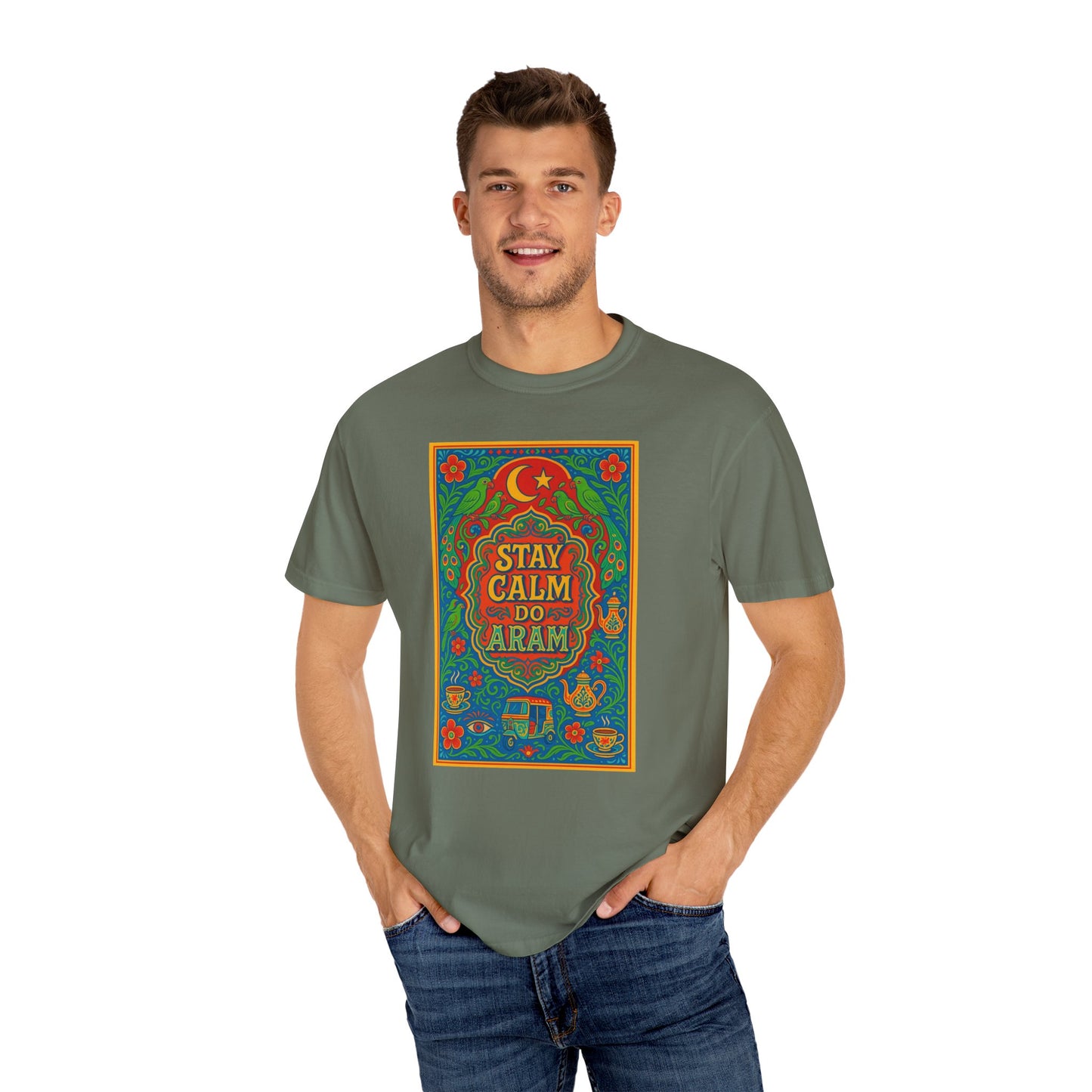 Stay Calm Do Aram T-shirt, Colorful Graphic Tee, Unisex Casual Wear, Gift for Him/Her, Relaxation Shirt, Bohemian T-shirt