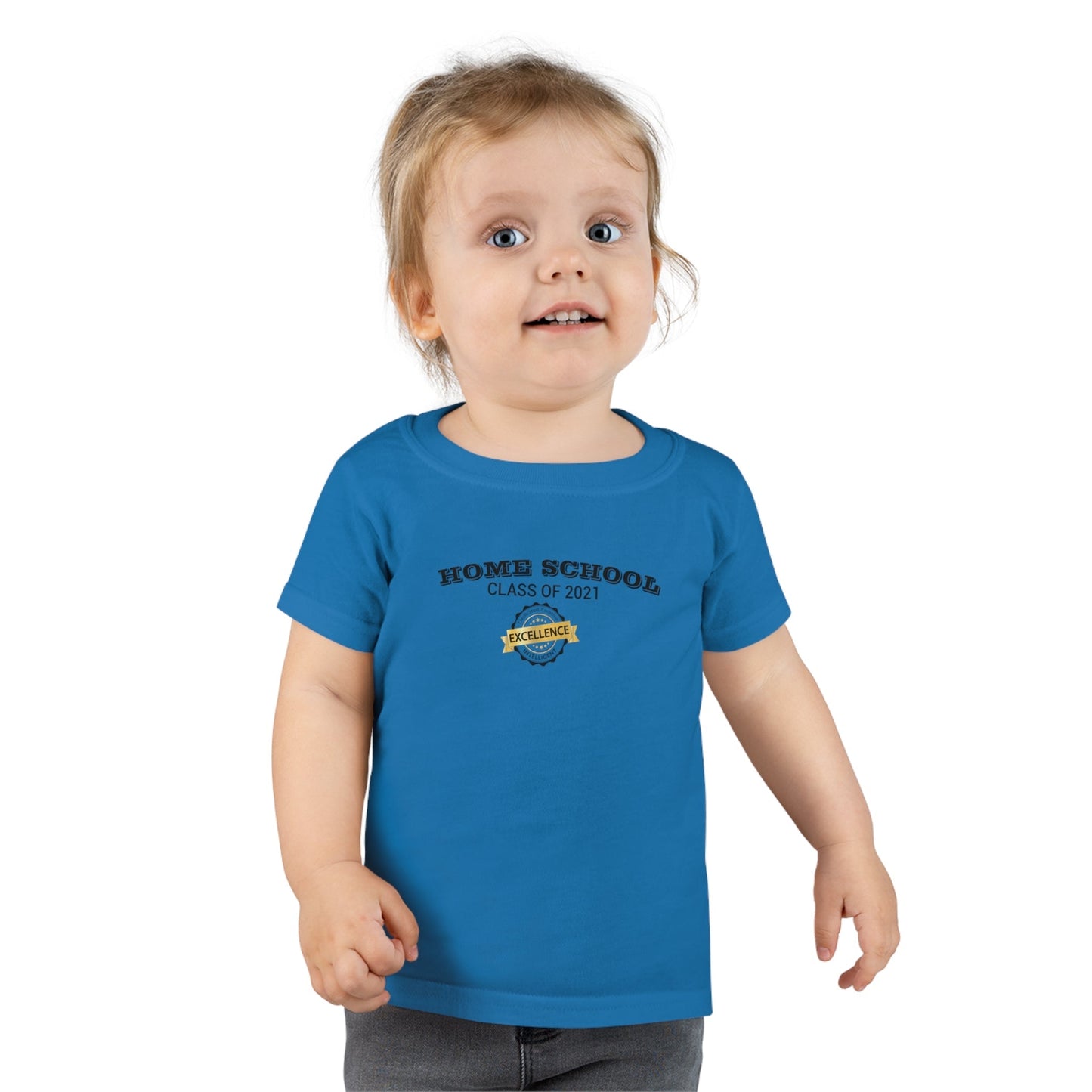 Toddler home school T-shirt made of 100% ringspun cotton with classic fit and grey pearlized label