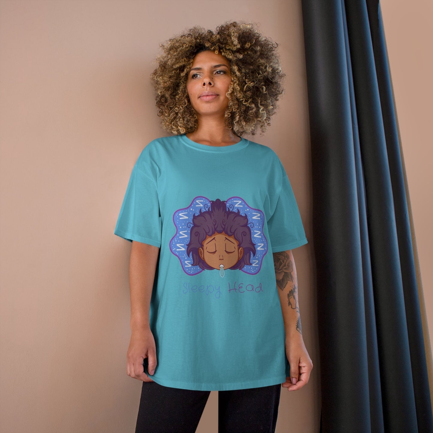 Sleepy head T-Shirt by Champion classic fit 100% cotton short sleeve with "C" logo on sleeve