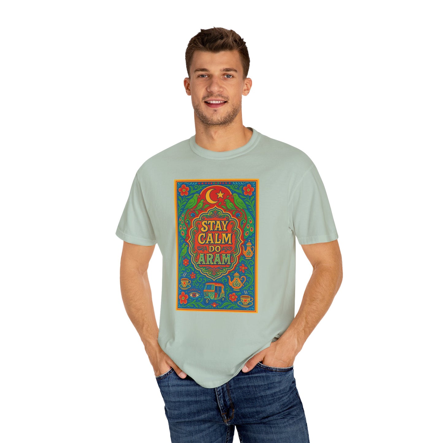 Stay Calm Do Aram T-shirt, Colorful Graphic Tee, Unisex Casual Wear, Gift for Him/Her, Relaxation Shirt, Bohemian T-shirt