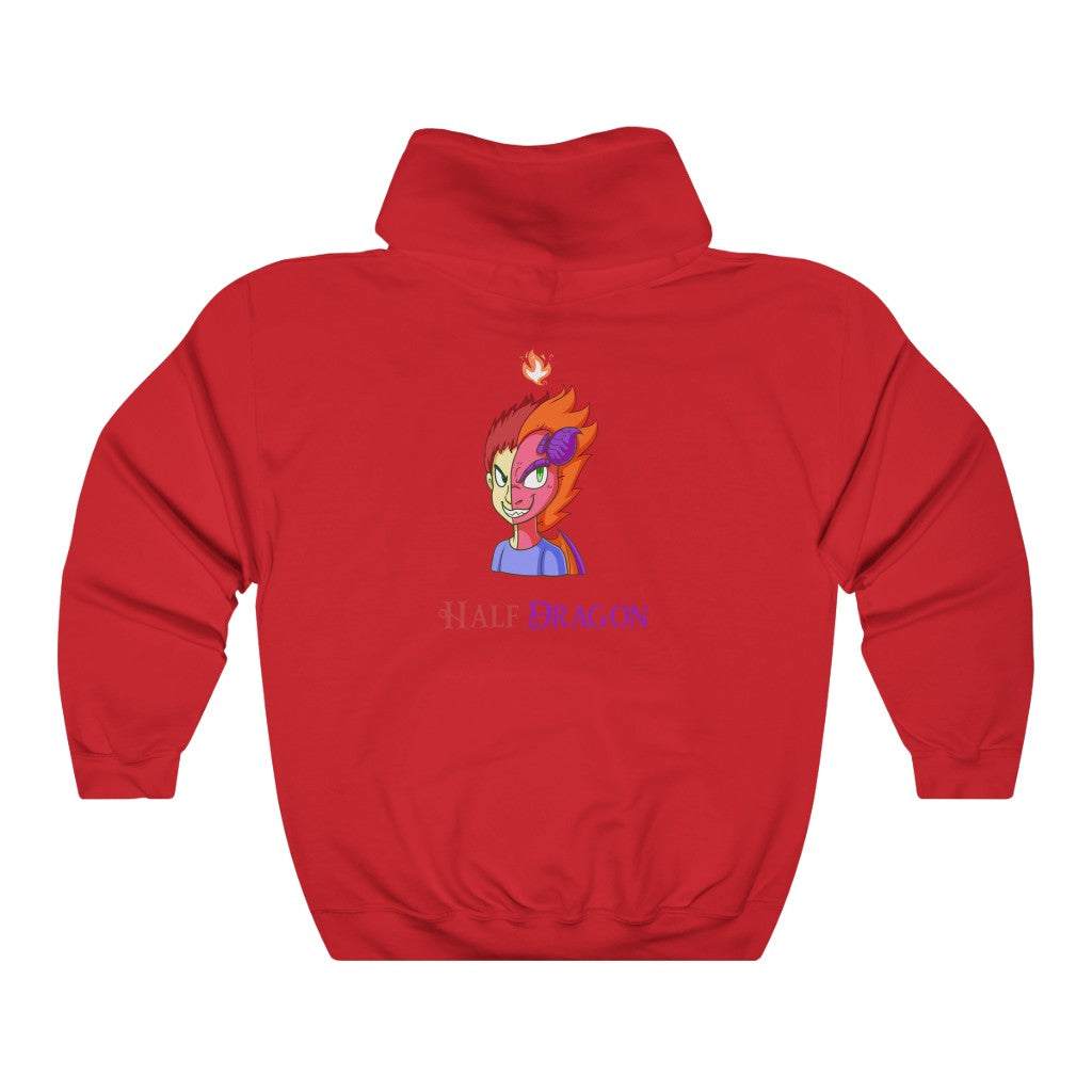 Close-up of Half Dragon Hooded Sweatshirt graphic