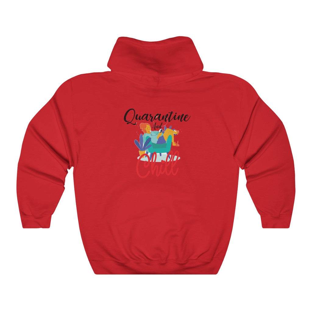 uarantine and chill Hooded Sweatshirt packaging example