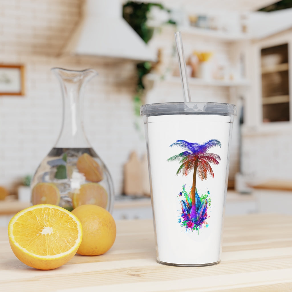 Fun Graphic Plastic Tumbler with Straw
