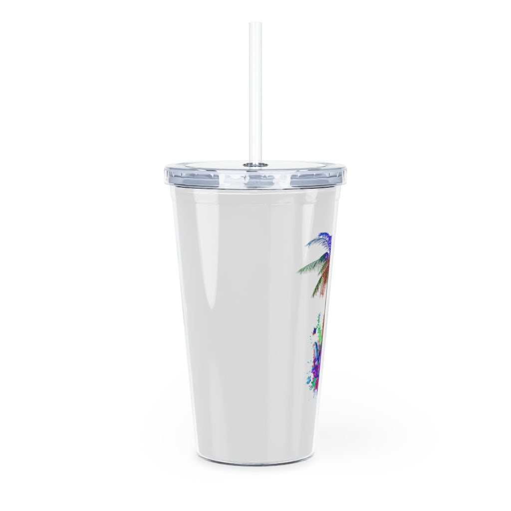 Fun Graphic Plastic Tumbler with Straw