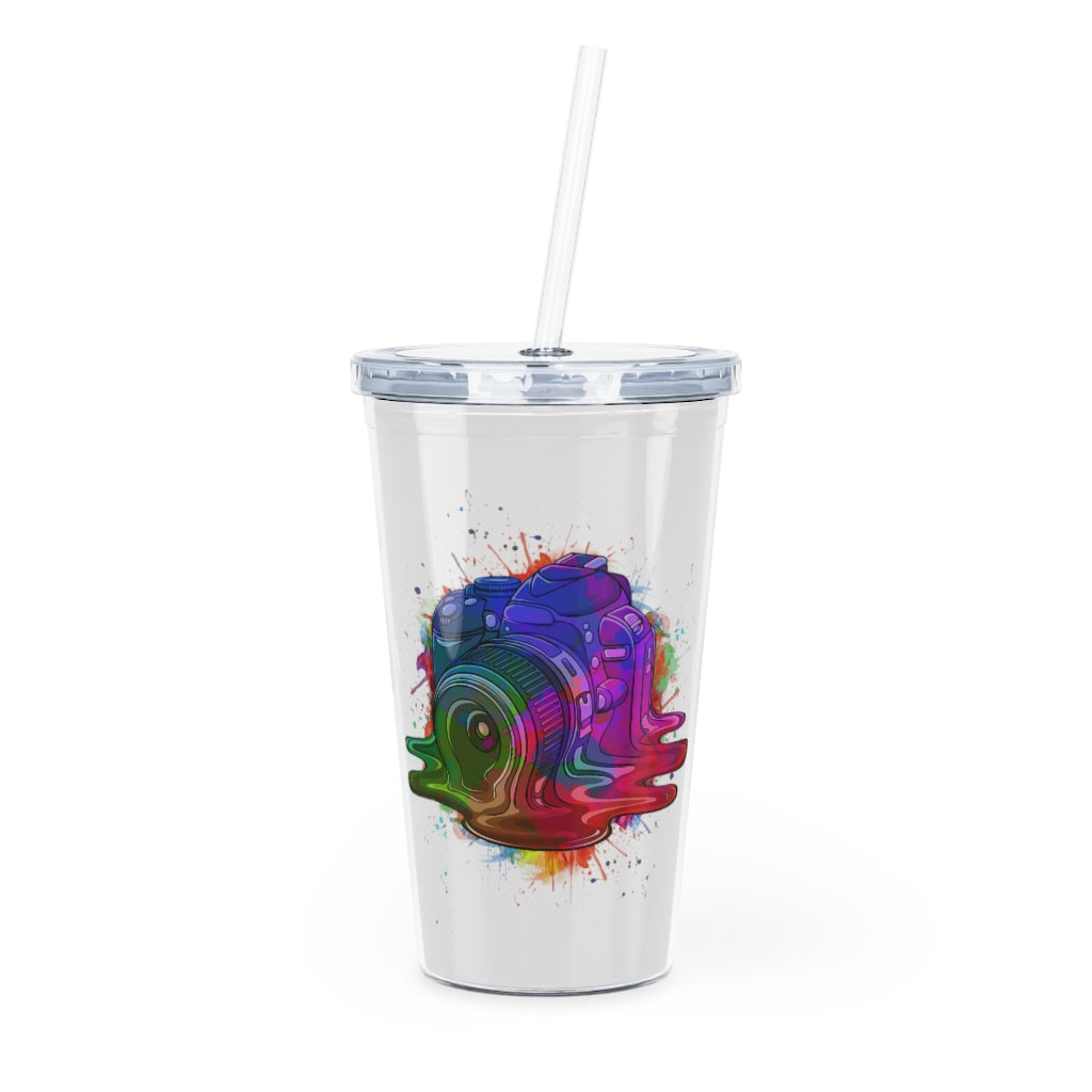 Fun Graphic Plastic Tumbler with Straw