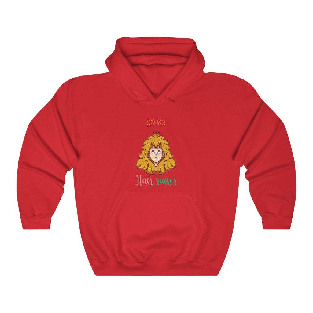 Hair raiser Hooded Sweatshirt on hanger, tagless design for easy wear