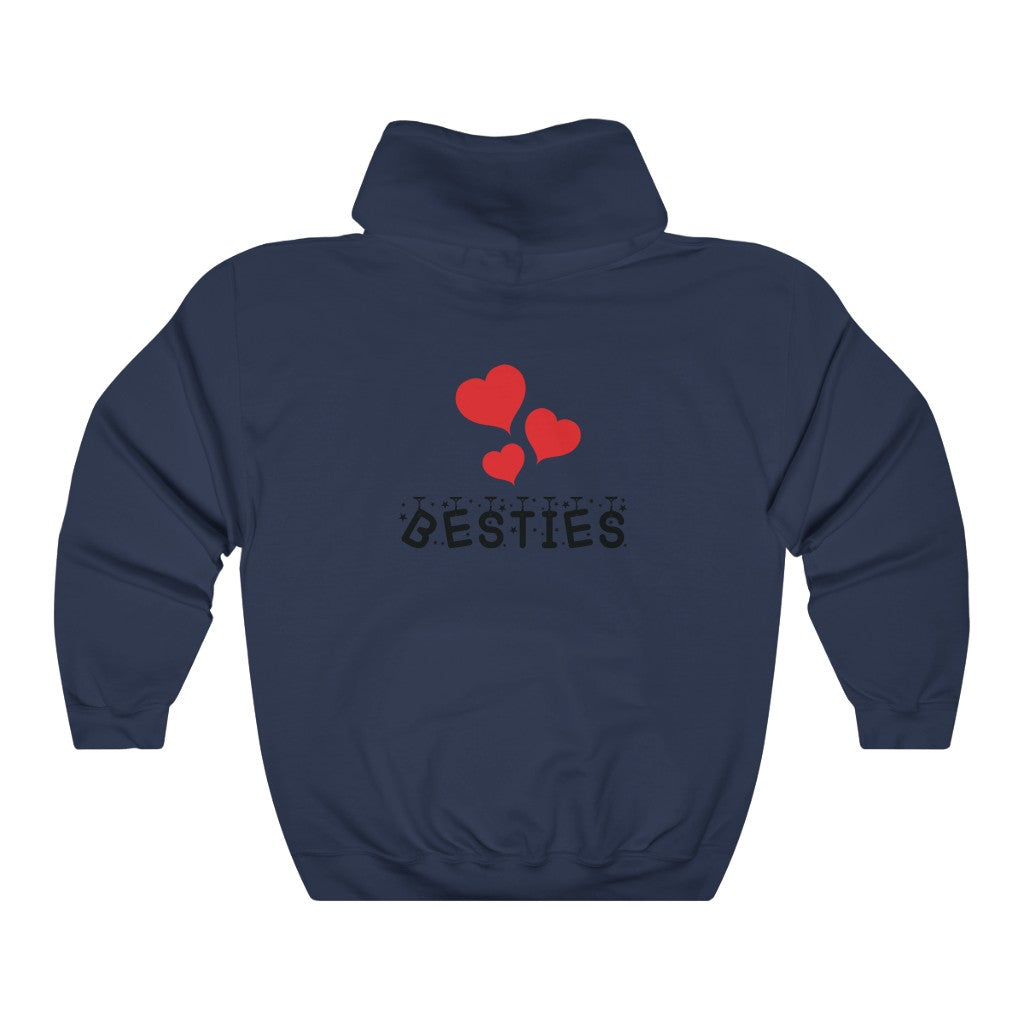 Besties Hooded Sweatshirt unisex fit on male and female models