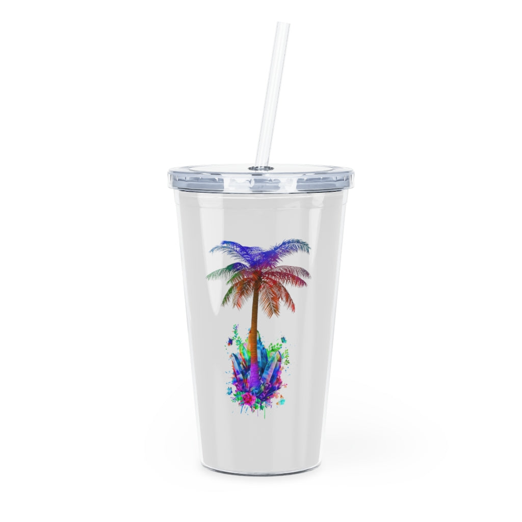 Fun Graphic Plastic Tumbler with Straw
