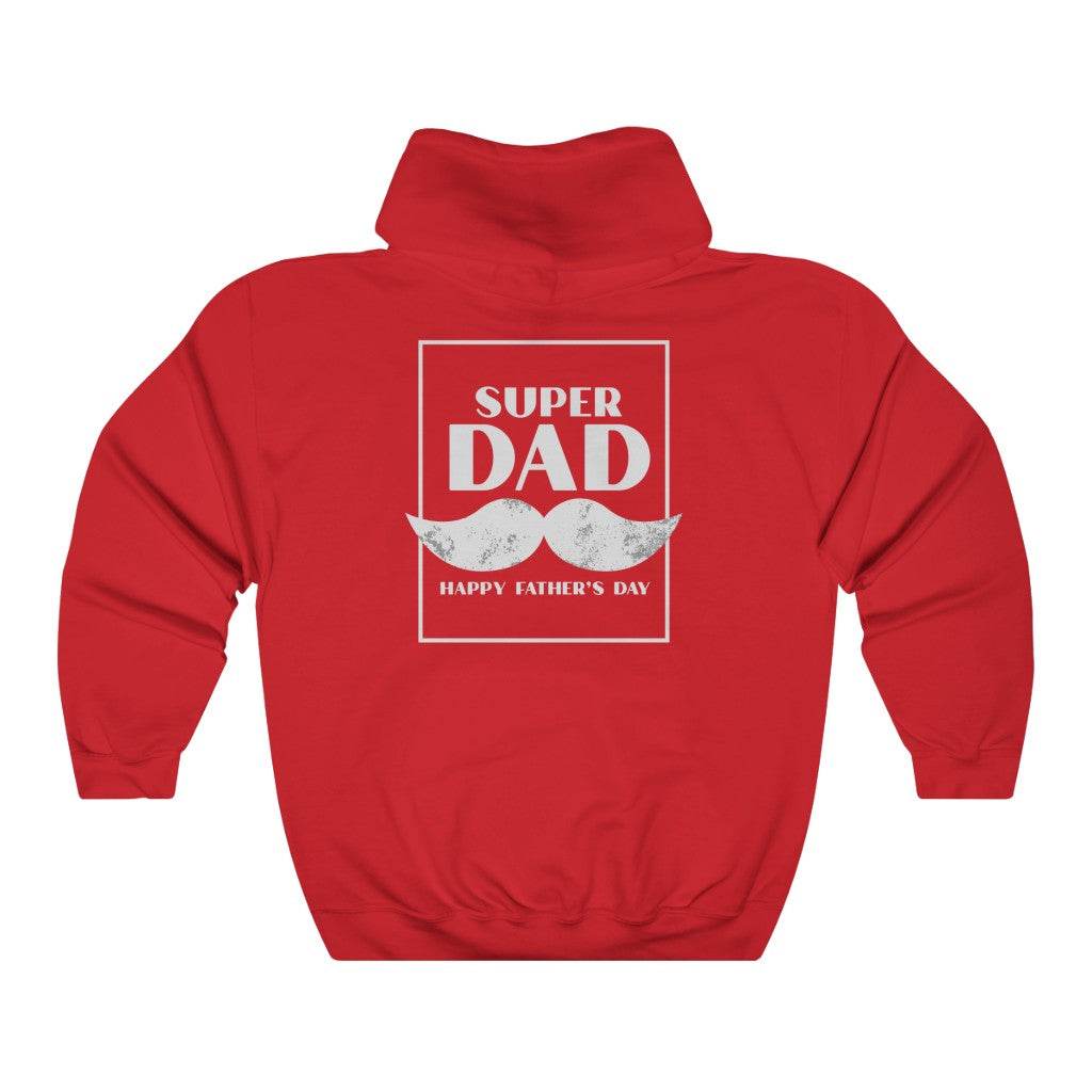 Model wearing Super DAD hooded sweatshirt