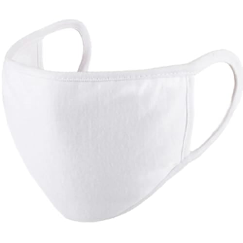 LAT APPAREL 004 white 2-ply cotton face mask with earloops