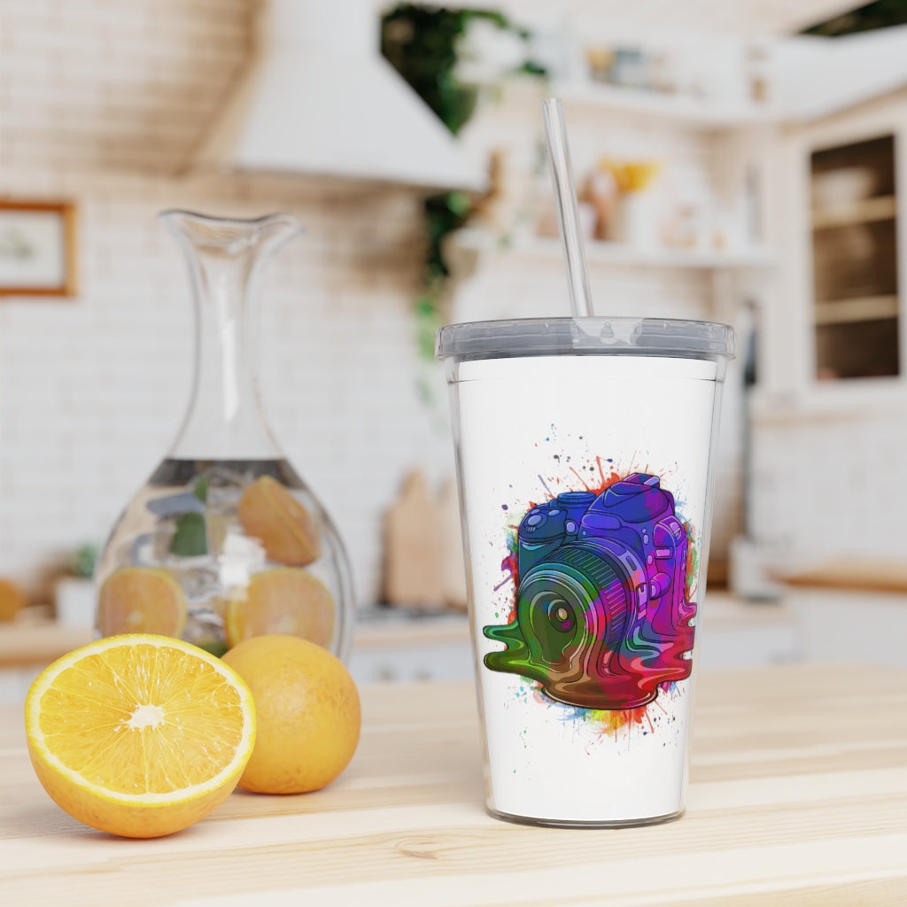 Fun Graphic Plastic Tumbler with Straw