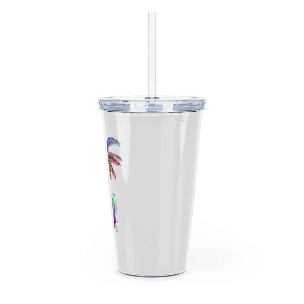 Fun Graphic Plastic Tumbler with Straw