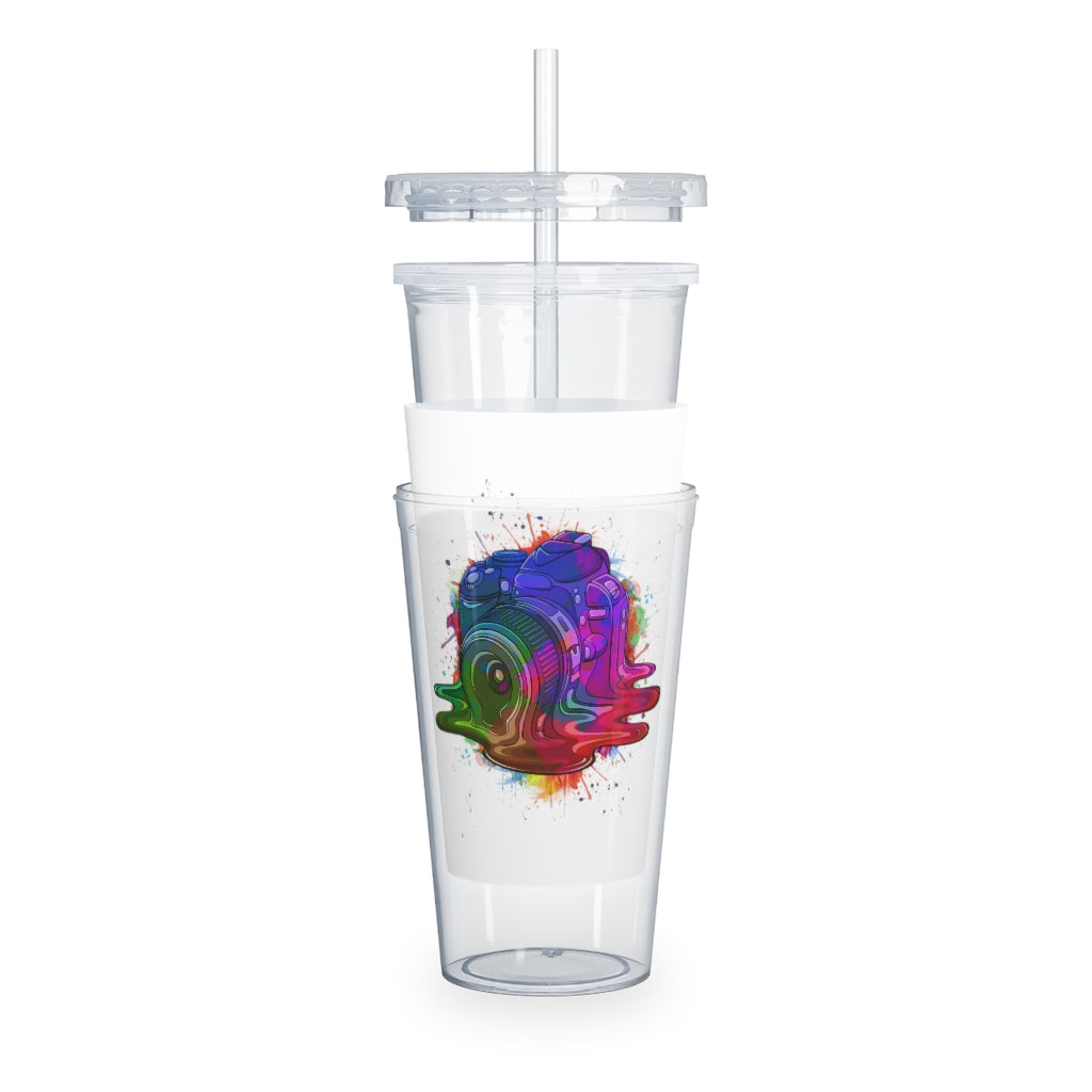 Fun Graphic Plastic Tumbler with Straw
