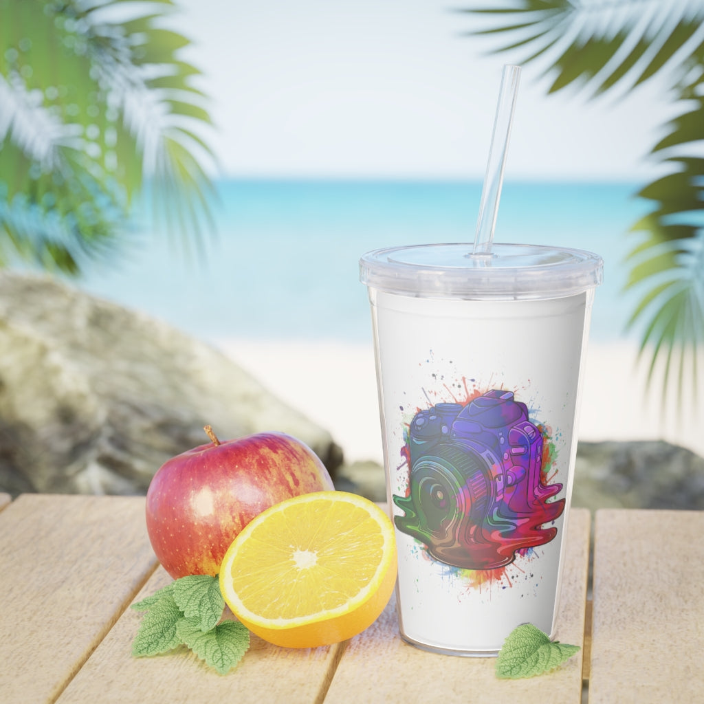 Fun Graphic Plastic Tumbler with Straw