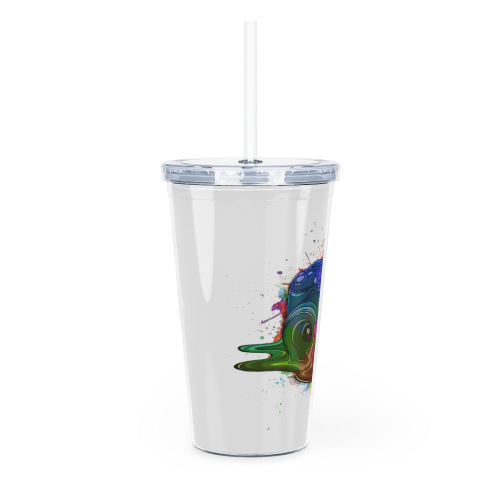 Fun Graphic Plastic Tumbler with Straw