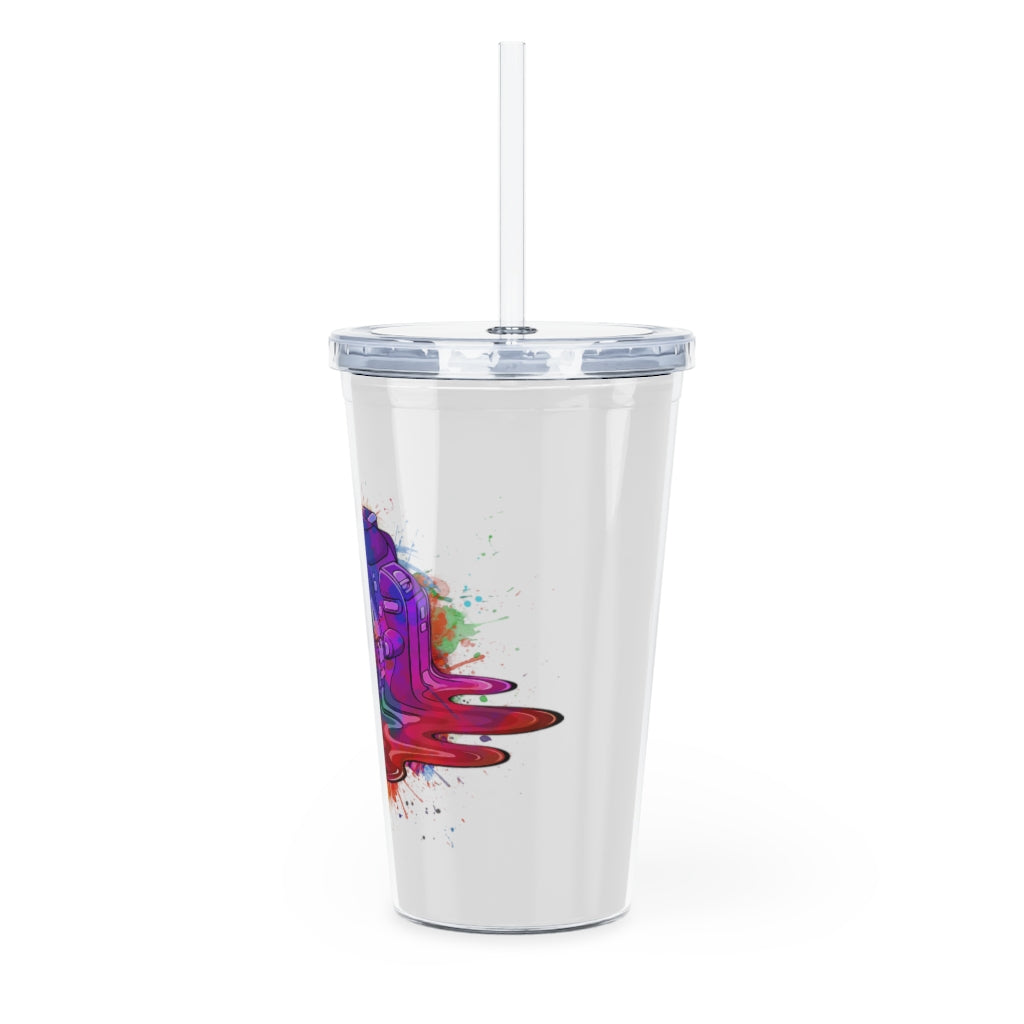 Fun Graphic Plastic Tumbler with Straw