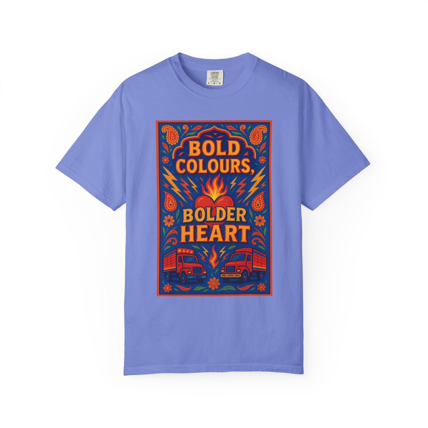 Bold Colors Bolder Heart T-Shirt, Vibrant Apparel, Artistic Tee, Casual Wear, Gift for Art Lovers, Statement Shirt