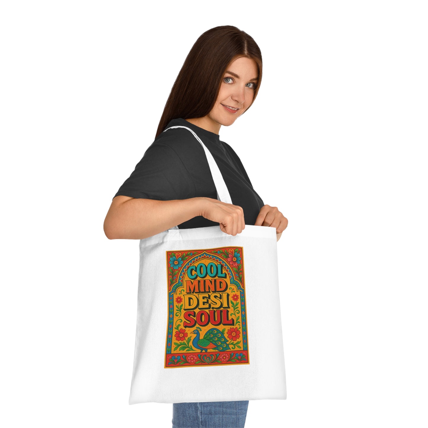 Cool Mind Desi Soul Cotton Tote Bag | Eco-Friendly Bag, Shopping Tote, Gift for Friends, Festival Bag, Art Tote
